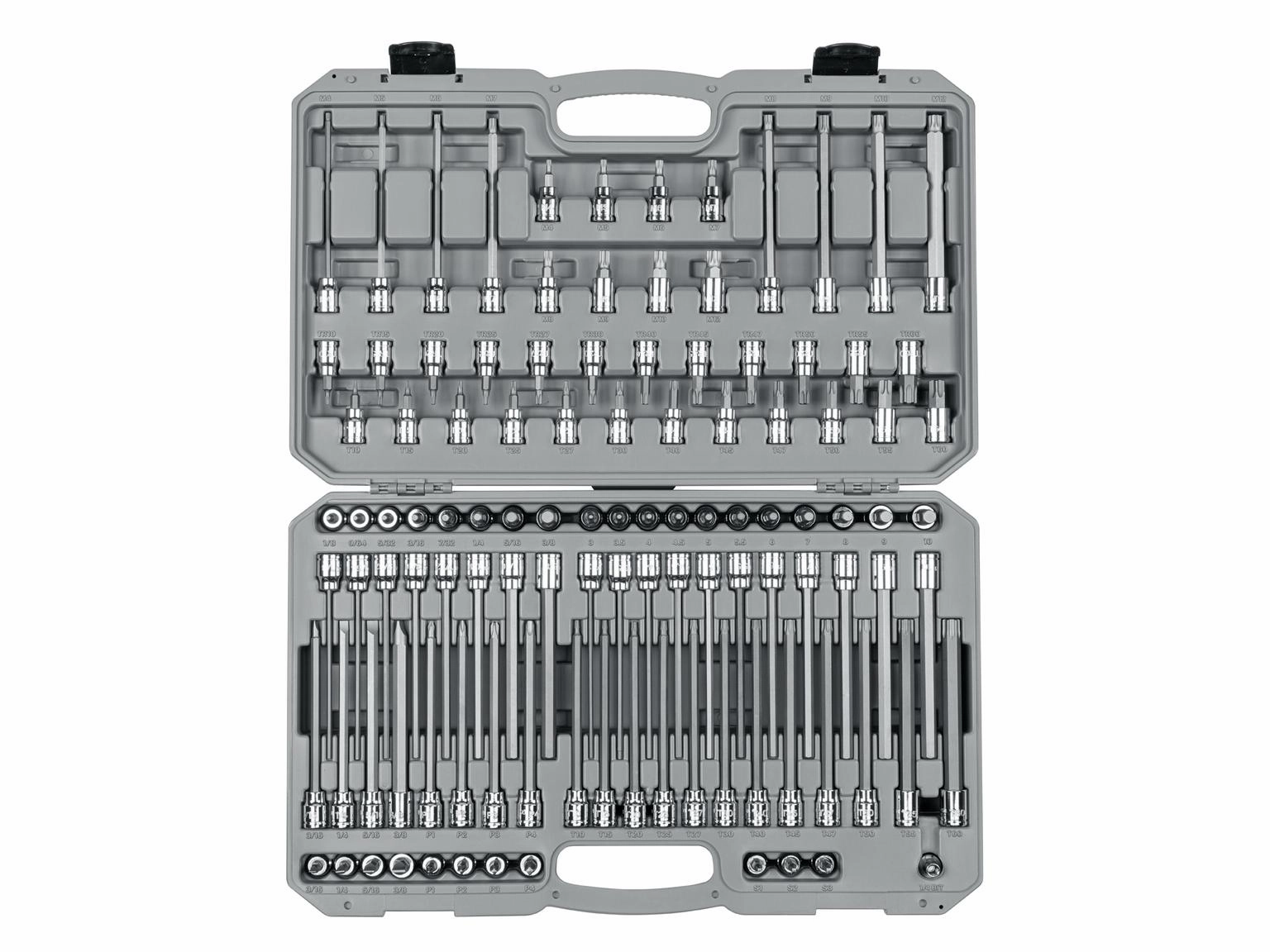 110-Piece 3/8 Inch Drive Hex. Torx. TR Torx. Phillips. Slotted. Square. Triple Square Bit Socket Set