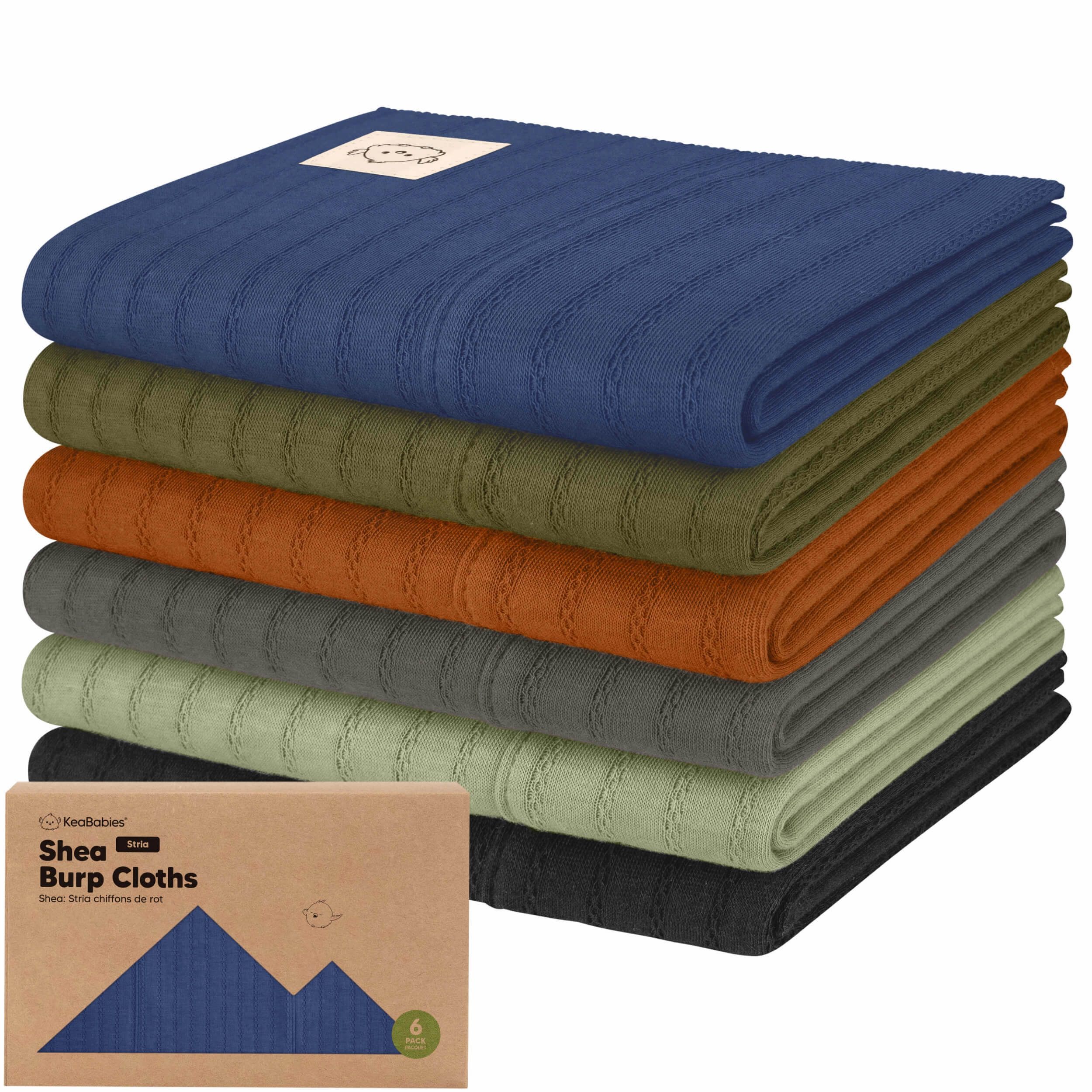 6-Pack Shea (Stria) Burp Cloths (Basic)