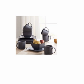 Better Homes & Gardens BH5210002251001 Dark Gray Square-Shaped 16-Piece Dinnerware Set