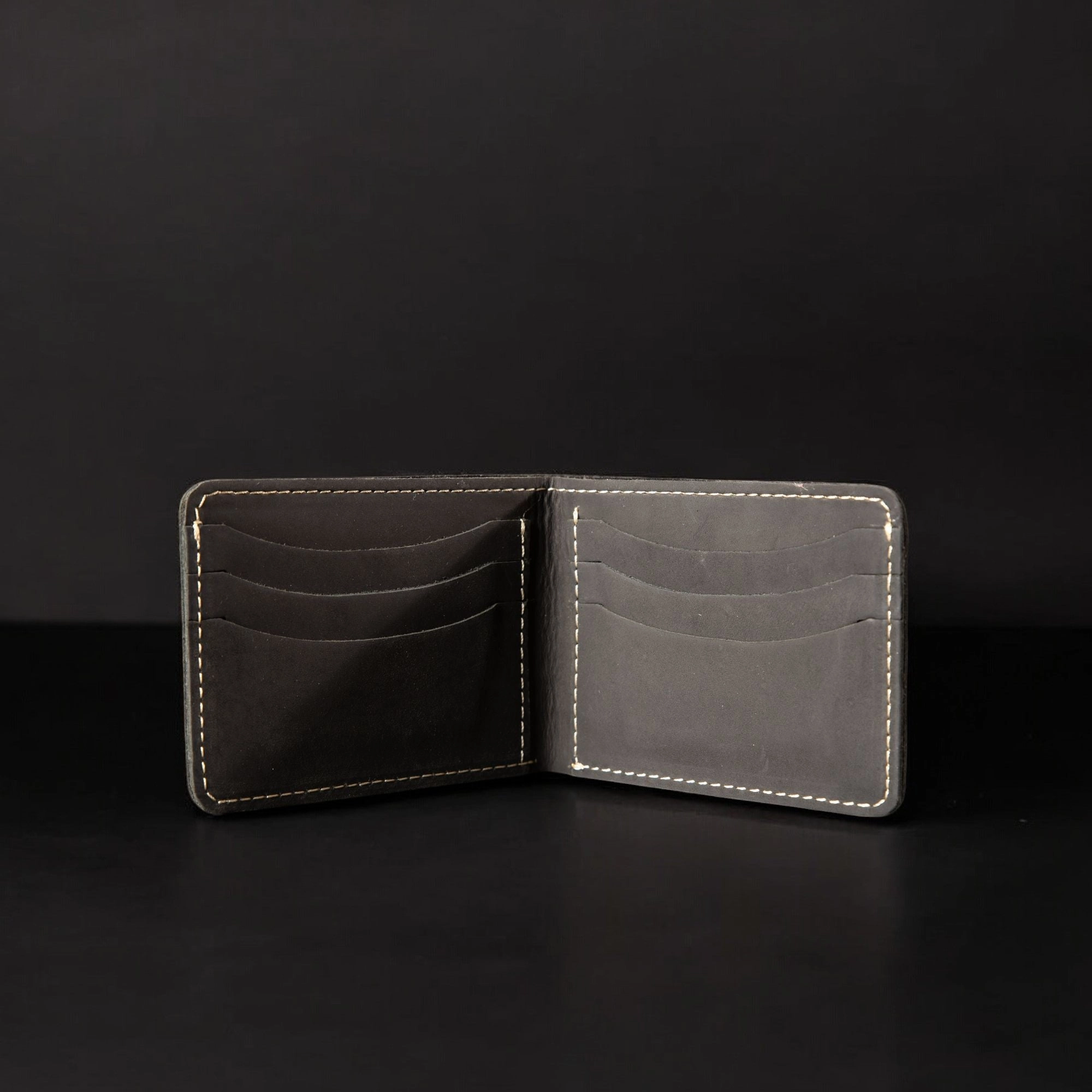 Black Dollar Size Full-Grain Leather Wallet