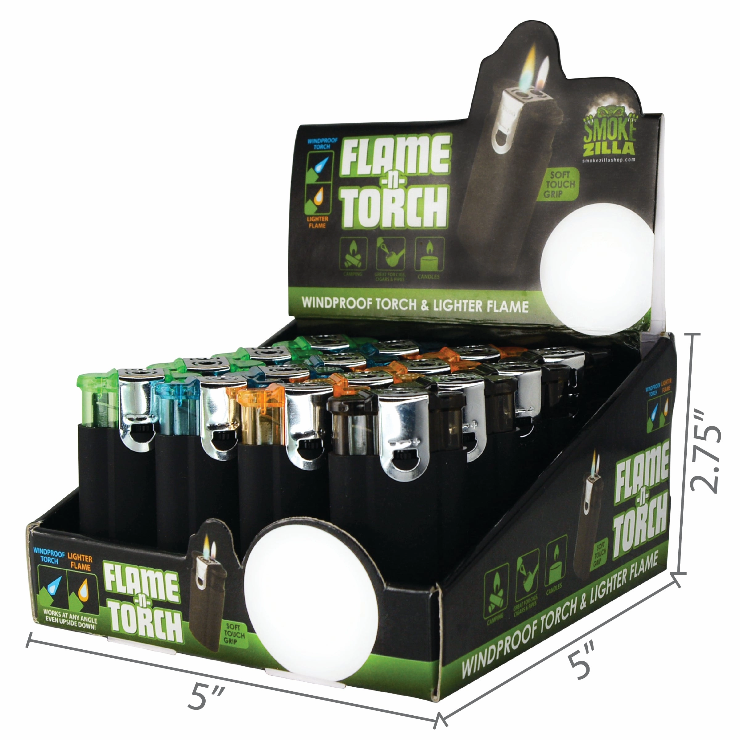 Black Dual Flame N Torch Lighter- 16 Pieces Per Retail Ready Display 25637