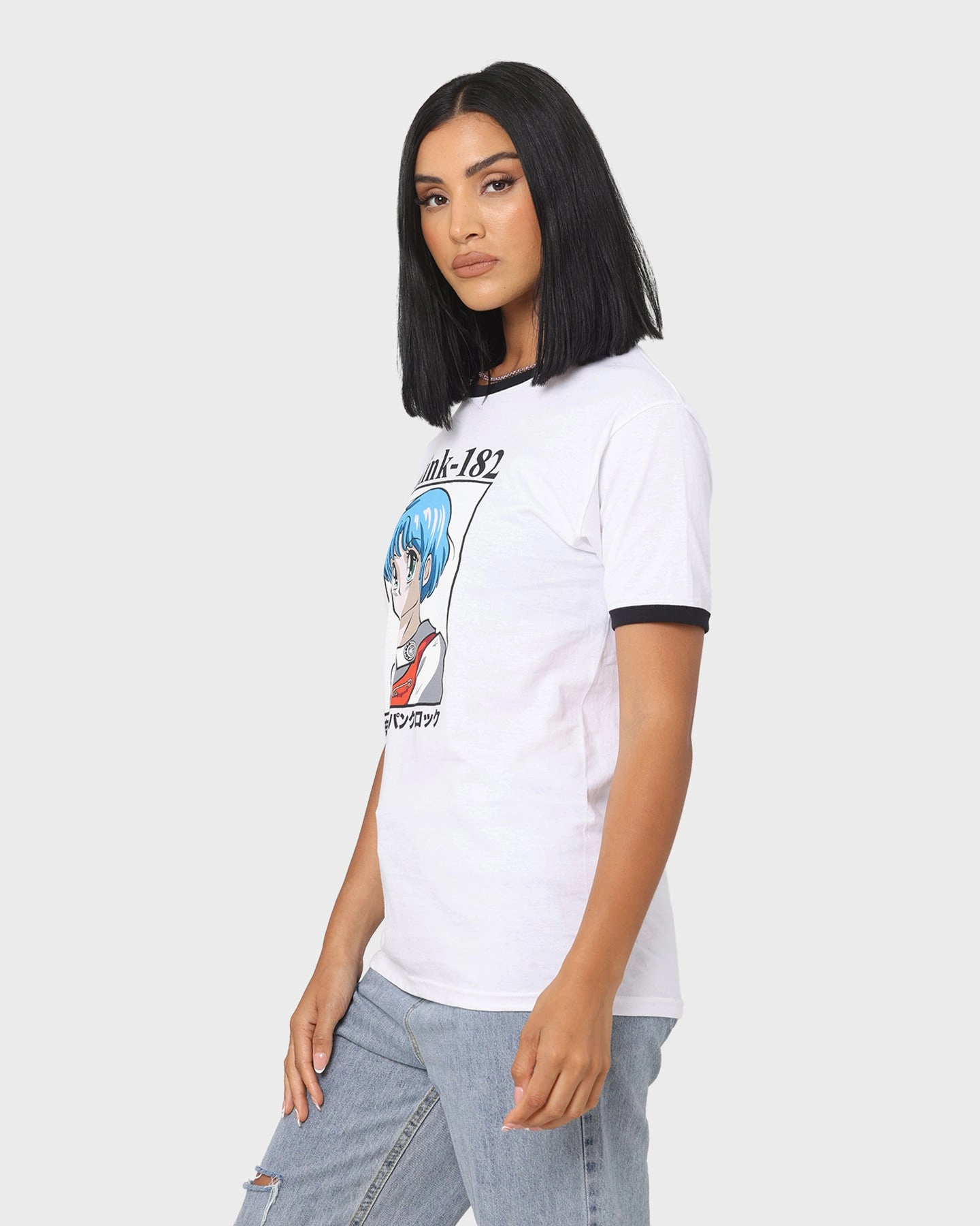 Blink 18 Anime Ringer T-Shirt White/Black