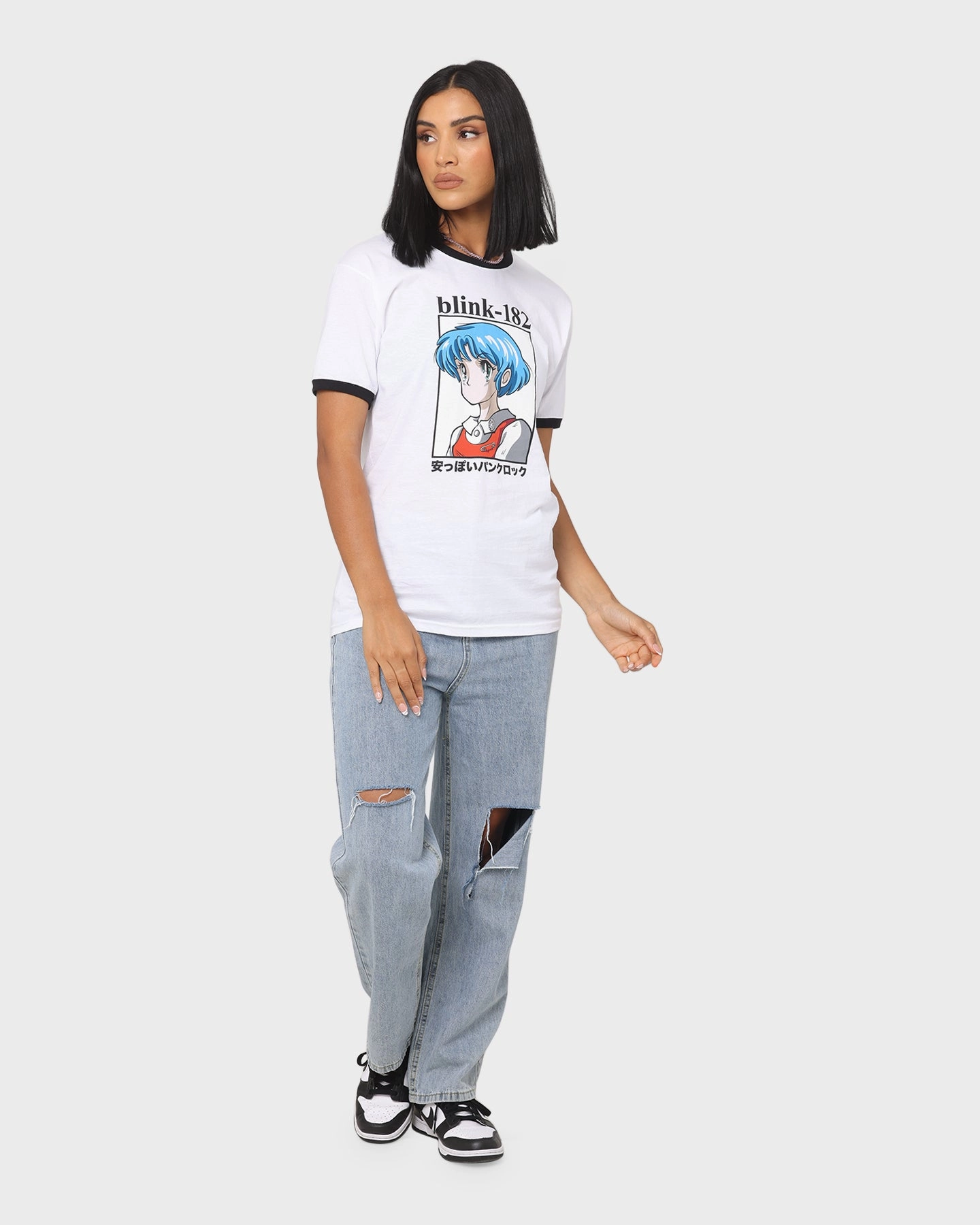 Blink 18 Anime Ringer T-Shirt White/Black