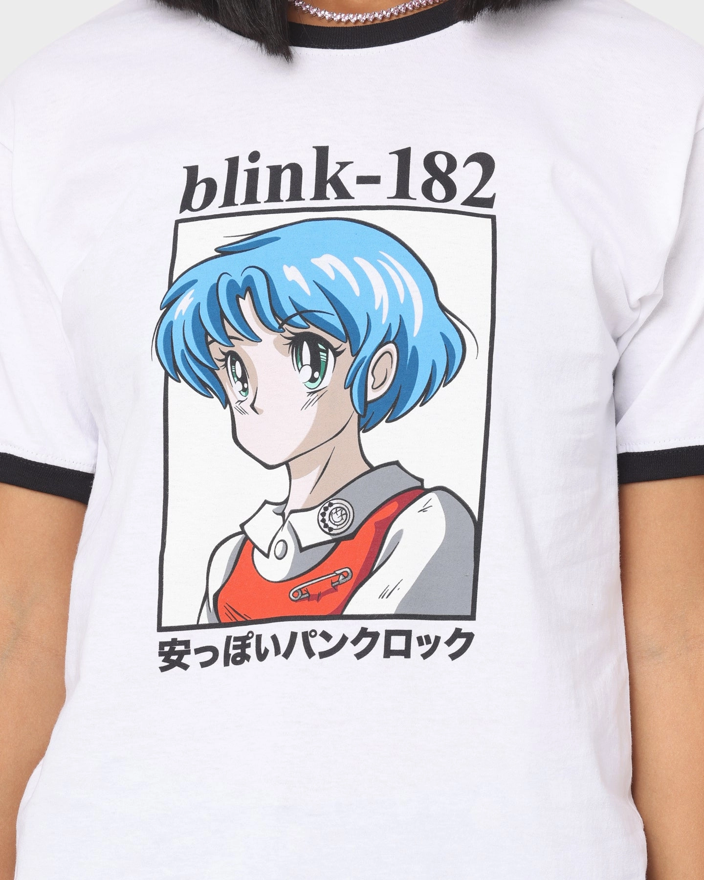 Blink 18 Anime Ringer T-Shirt White/Black