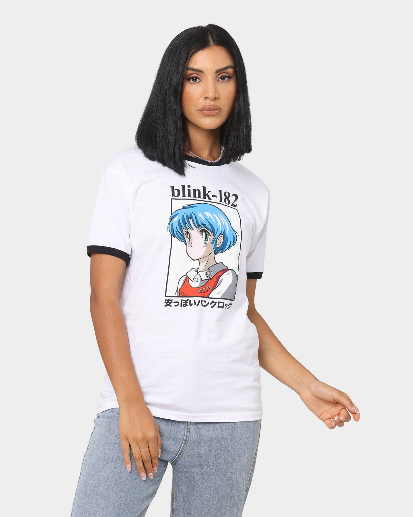 Blink 18 Anime Ringer T-Shirt White/Black