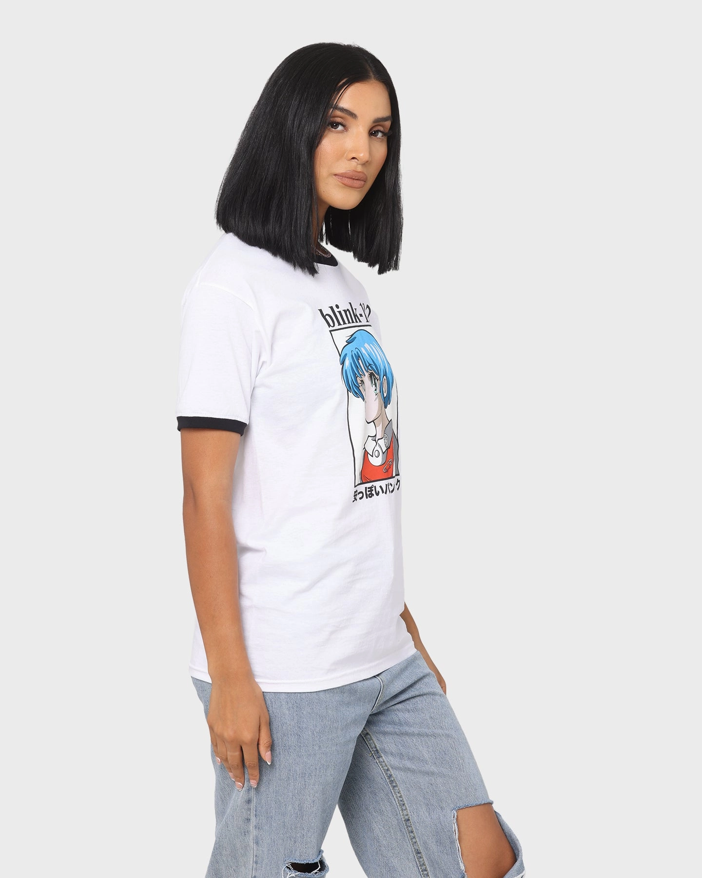 Blink 18 Anime Ringer T-Shirt White/Black