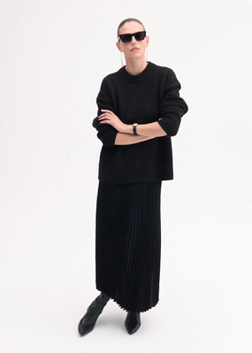 Boyfriend Crew Neck in Wool Cashmere - Black