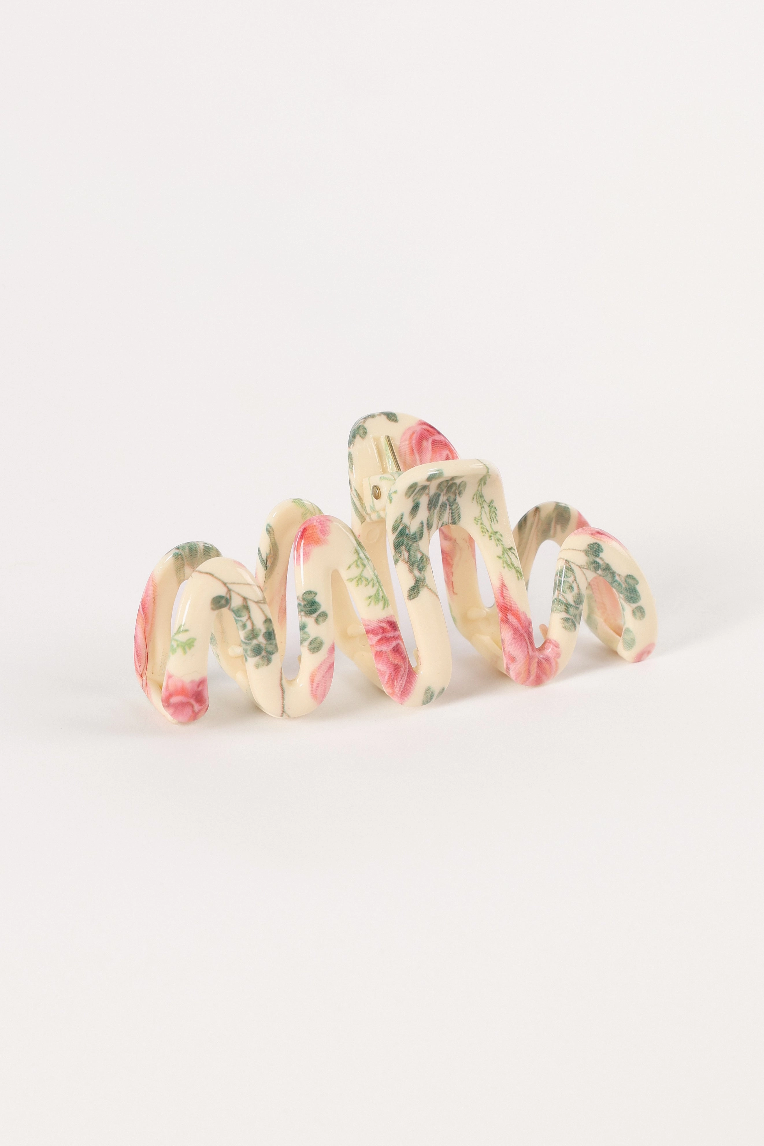 Cambria Floral Hair Clip - White/Pink