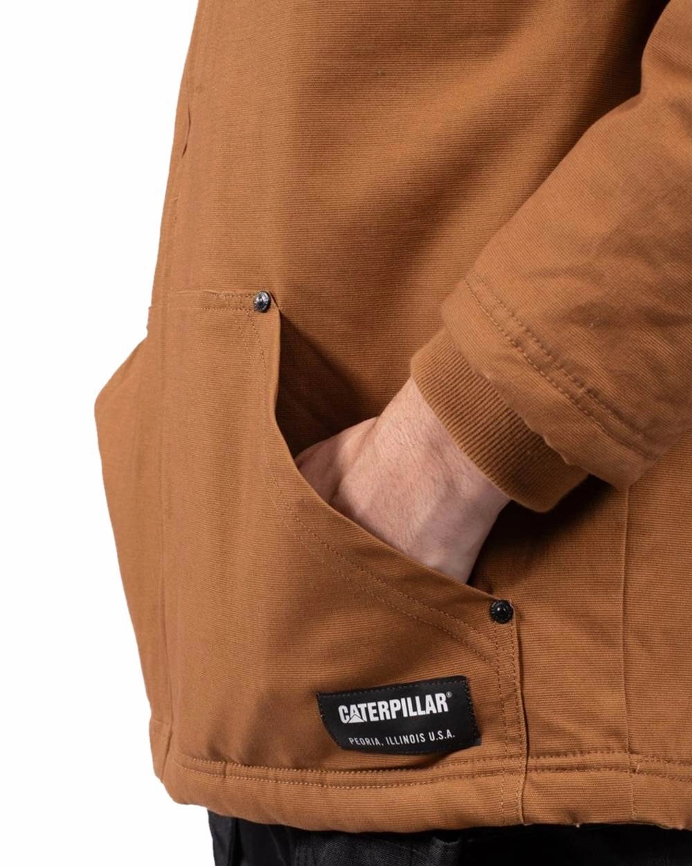 Caterpillar Mens Hooded Sherpa Lined Jacket
