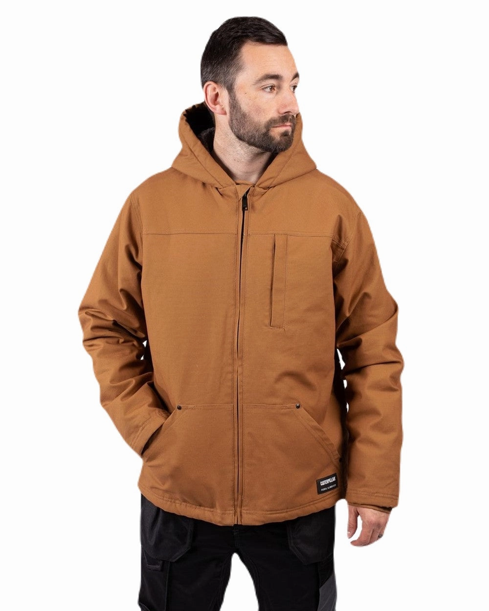 Caterpillar Mens Hooded Sherpa Lined Jacket