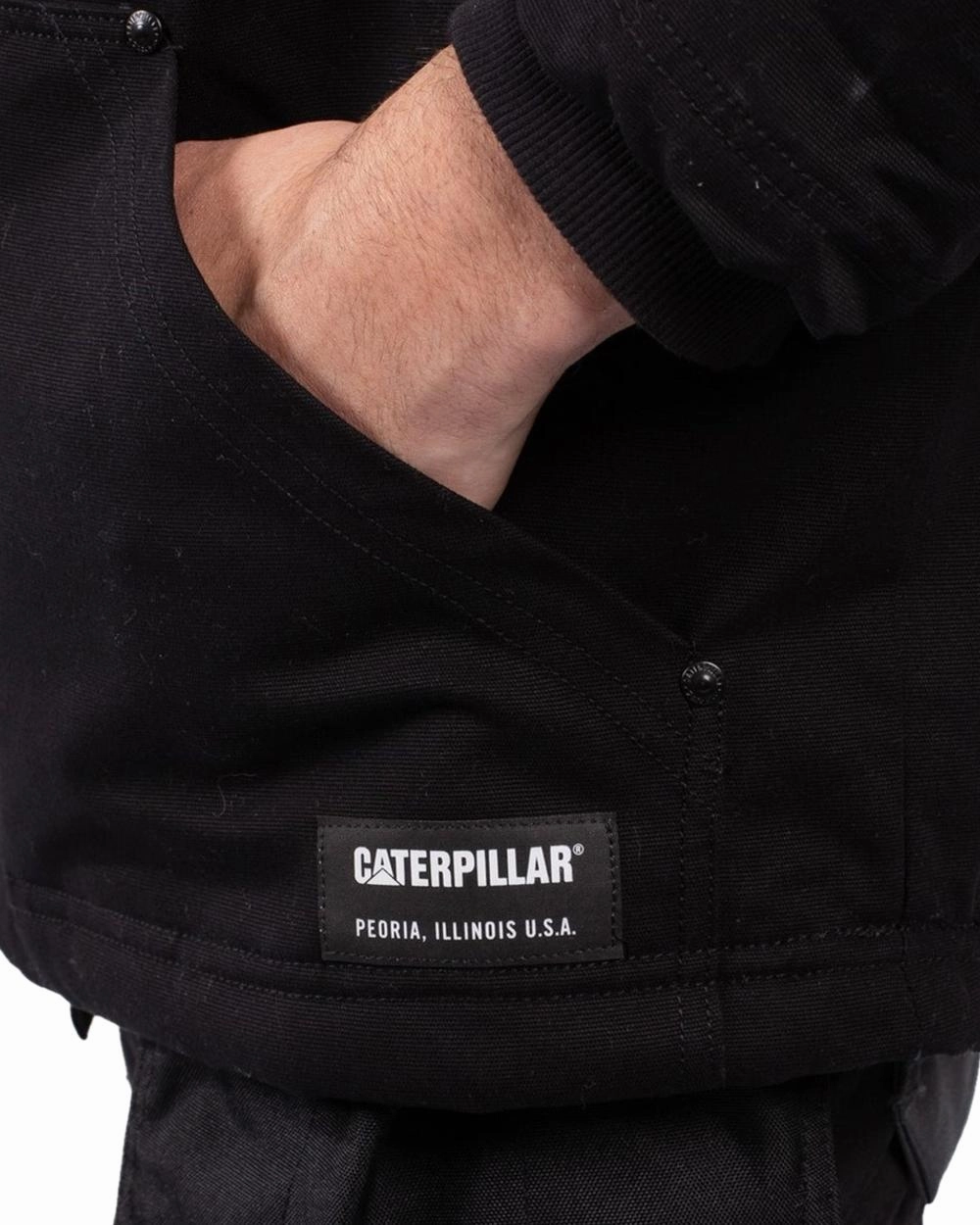 Caterpillar Mens Hooded Sherpa Lined Jacket