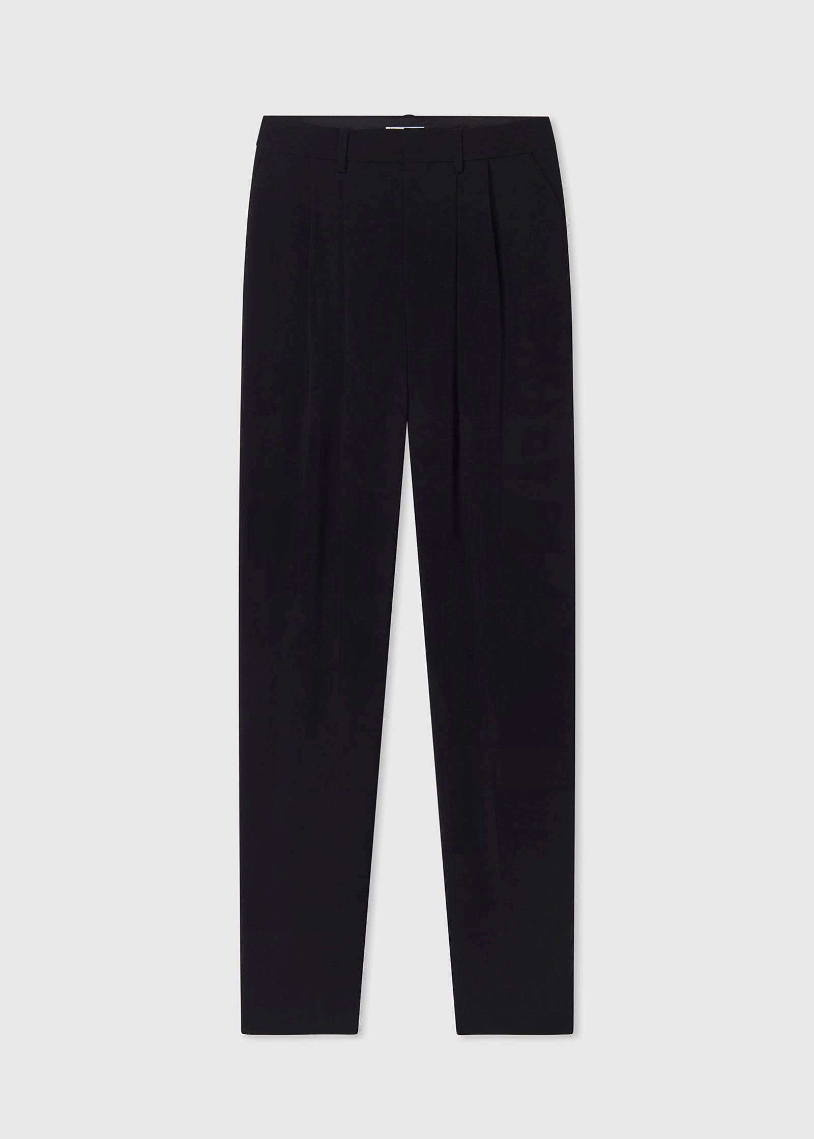 Classic Pleat Front Trouser in Fluid Crepe - Black