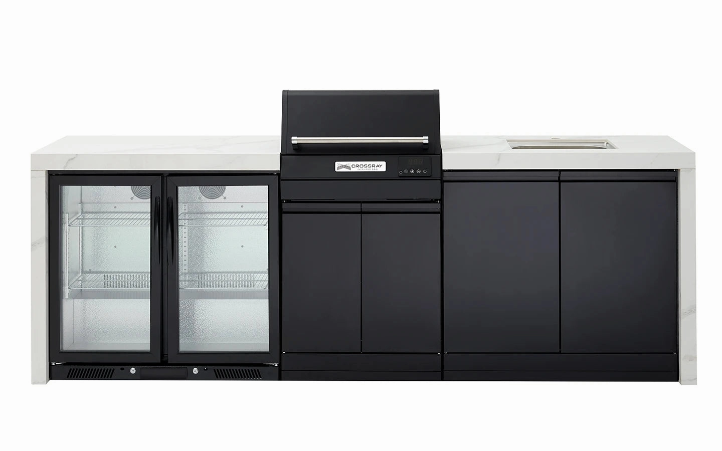 Crossray TCEK-06 BBQ, Cabinet, Sink & Double Fridge