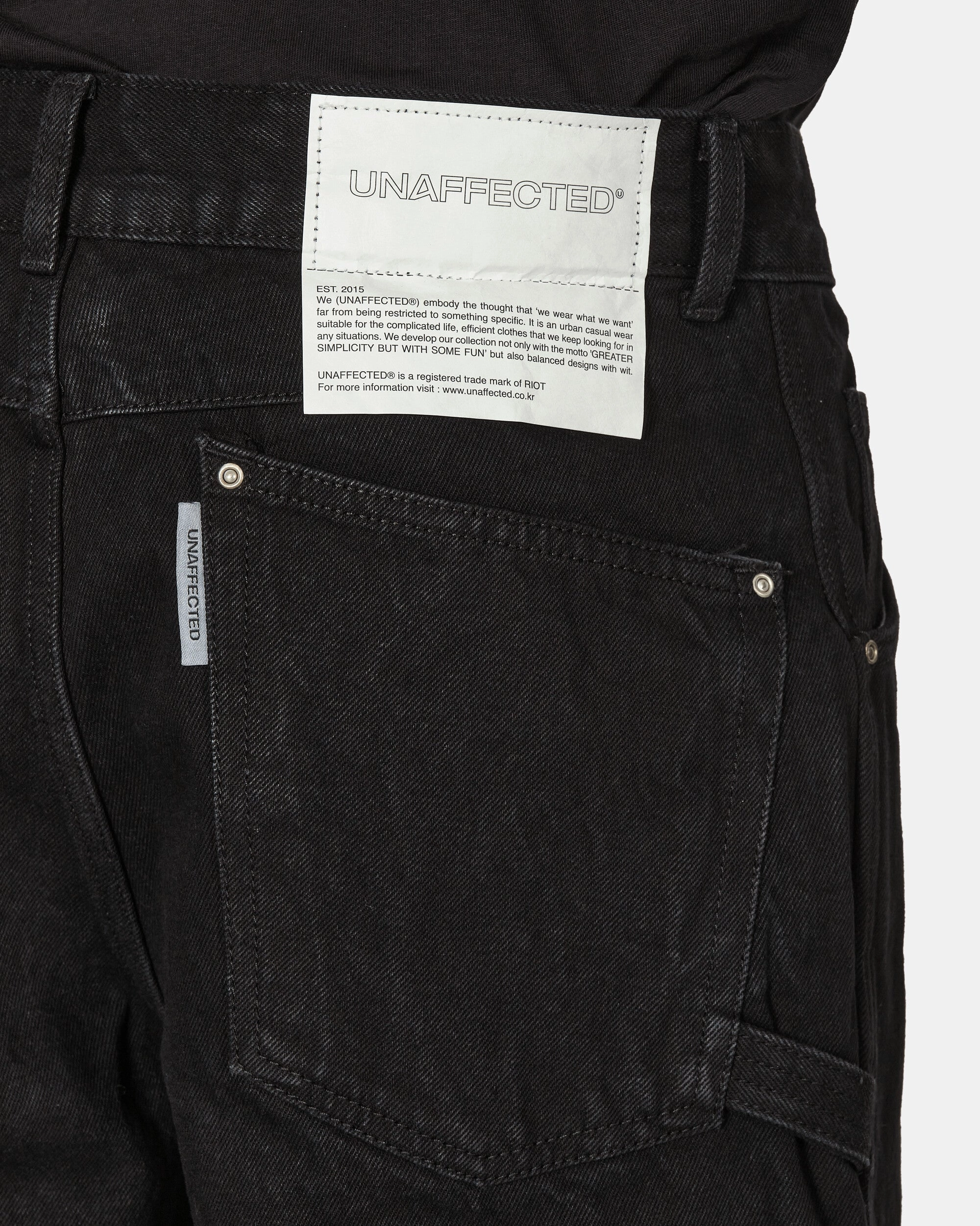 Double Knee Denim Pants Black