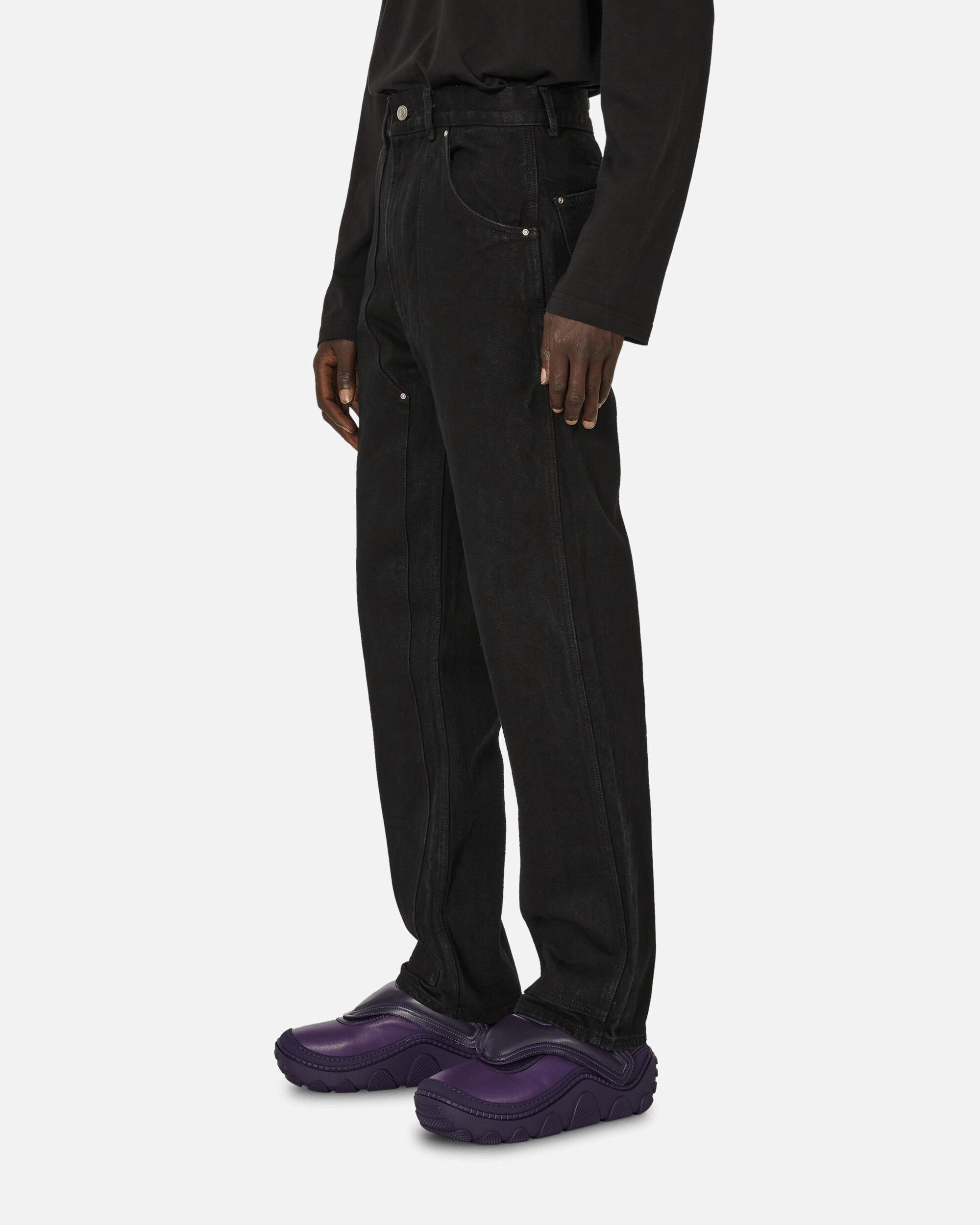 Double Knee Denim Pants Black