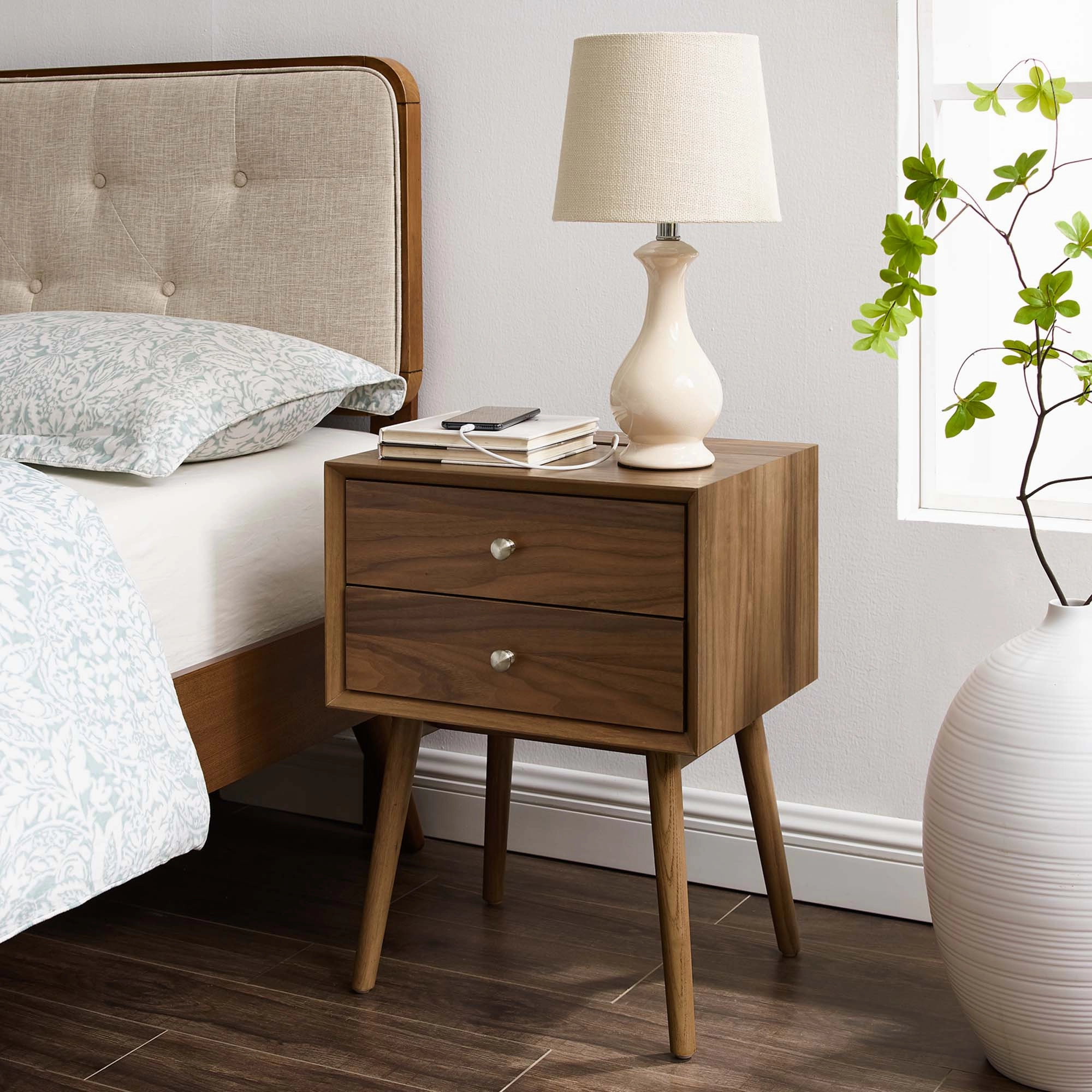 Ember Wood Nightstand With USB Ports by Modway