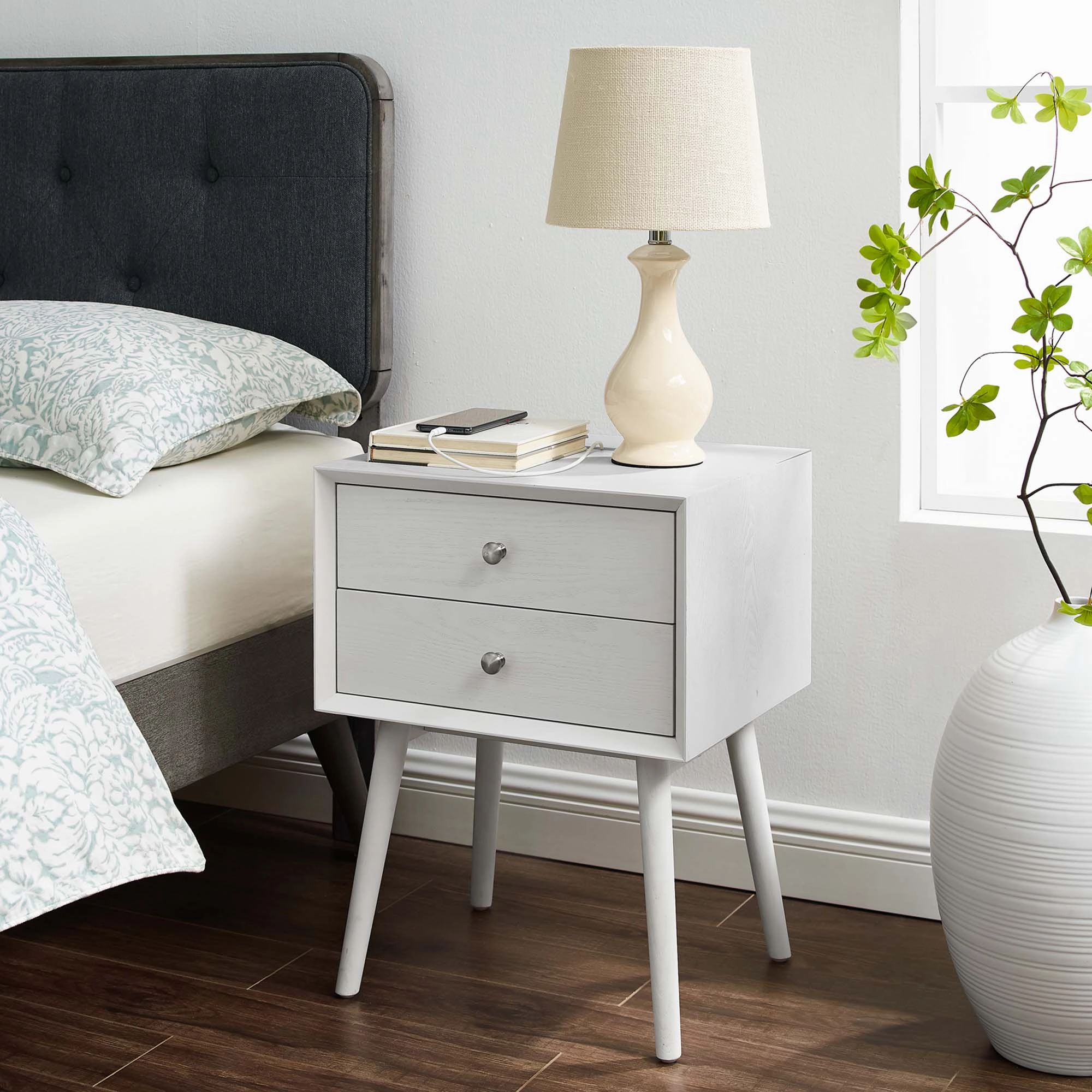 Ember Wood Nightstand With USB Ports by Modway