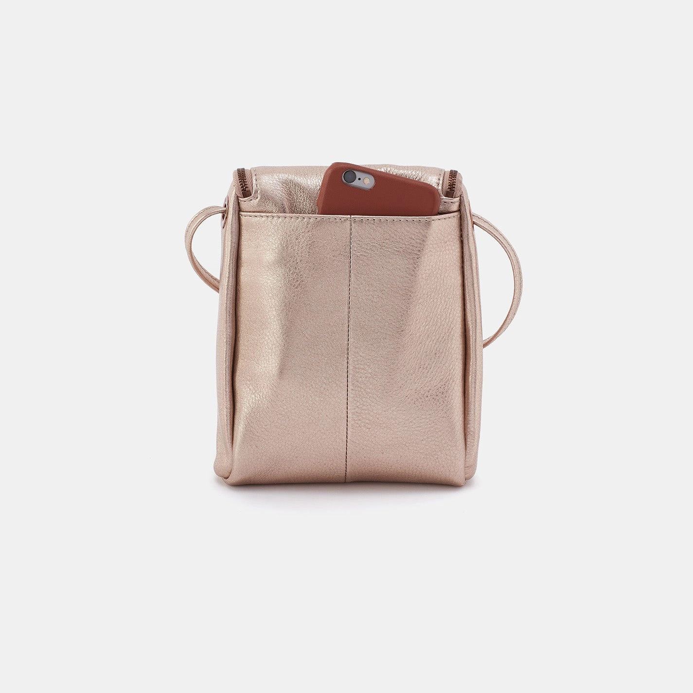 Fern Crossbody In Metallic Leather - Pink Gold Metallic