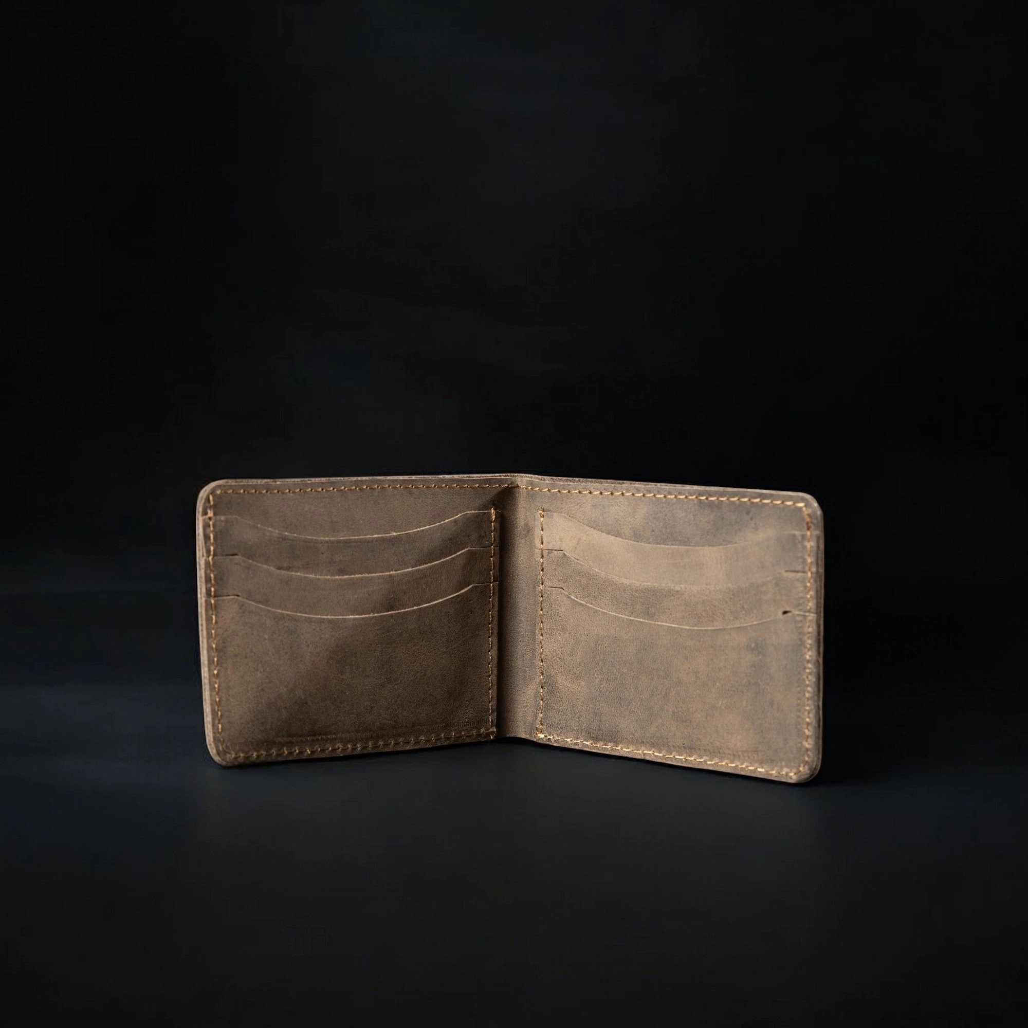Grey Dollar Size Full-Grain Leather Wallet