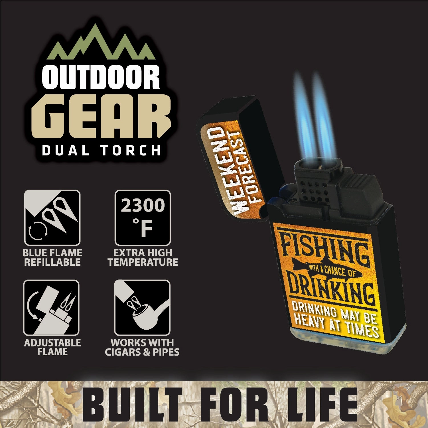 Hunt and Fish Dual Torch Lighter - 15 Pieces Per Retail Ready Display 26249