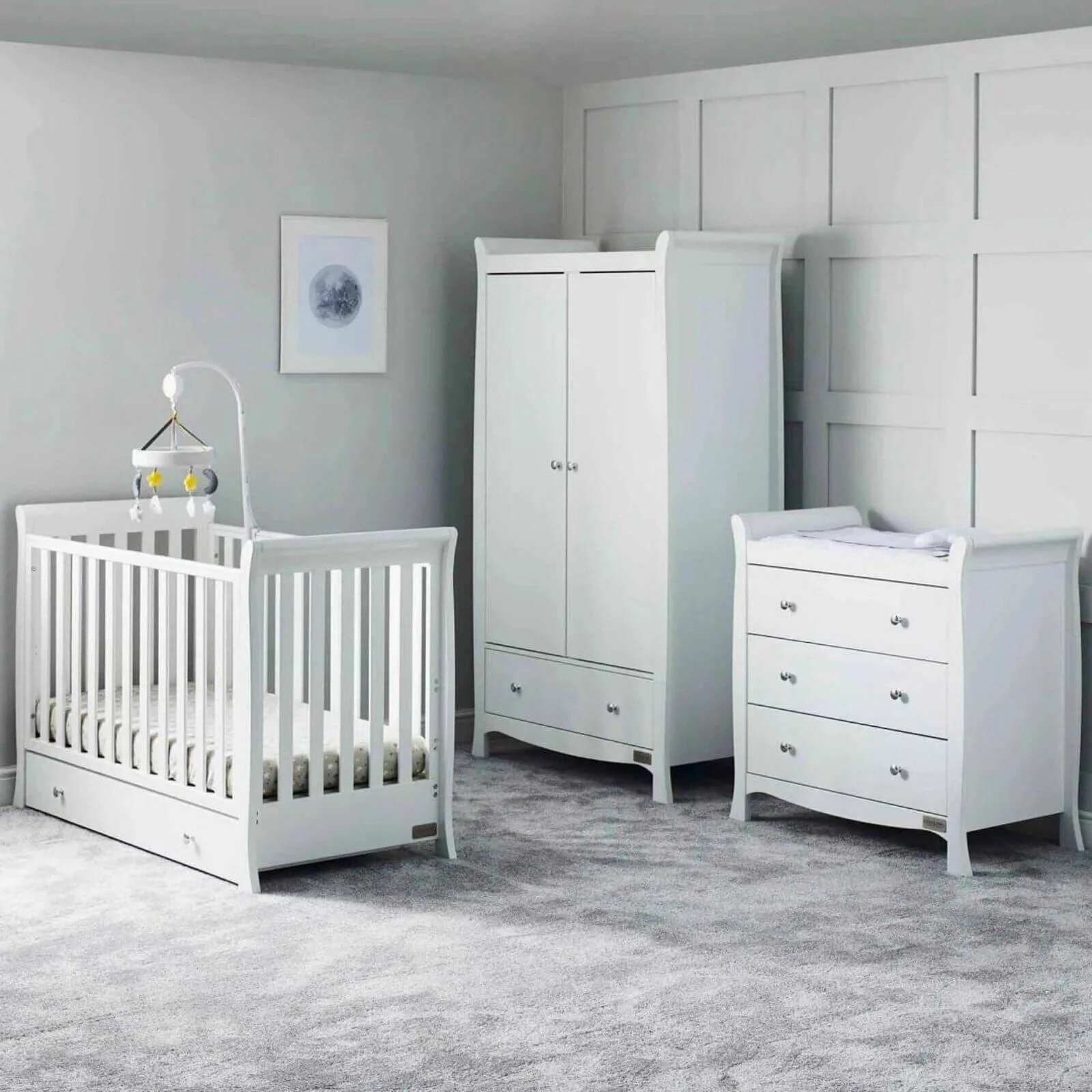Ickle Bubba Snowdon 4-in-1 Mini Furniture Set Premium Sprung Mattress 3 pcs - White