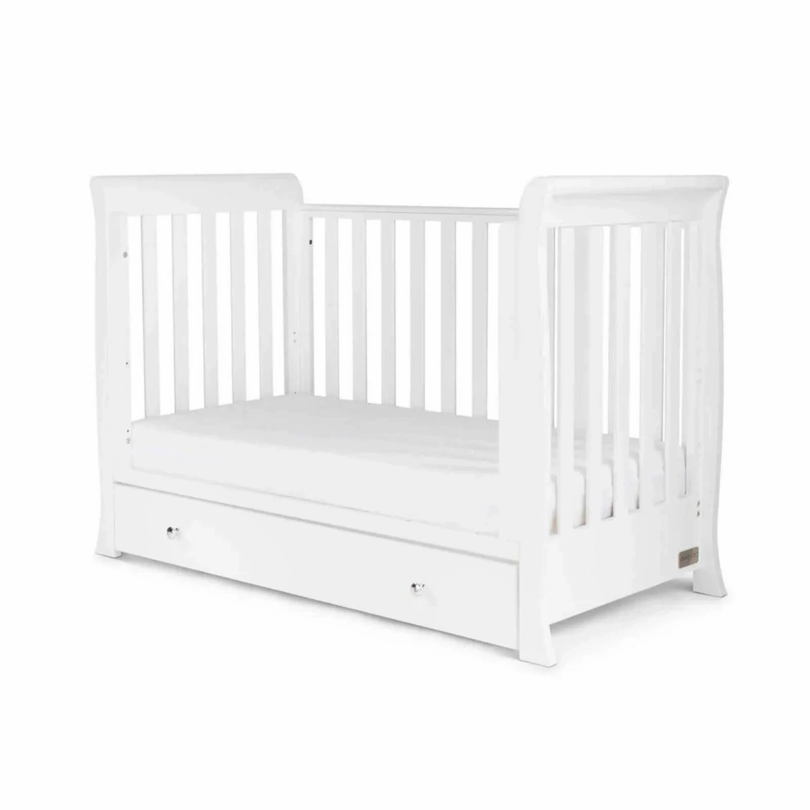 Ickle Bubba Snowdon Mini Cot Bed White - Premium Pocket Sprung Mattress