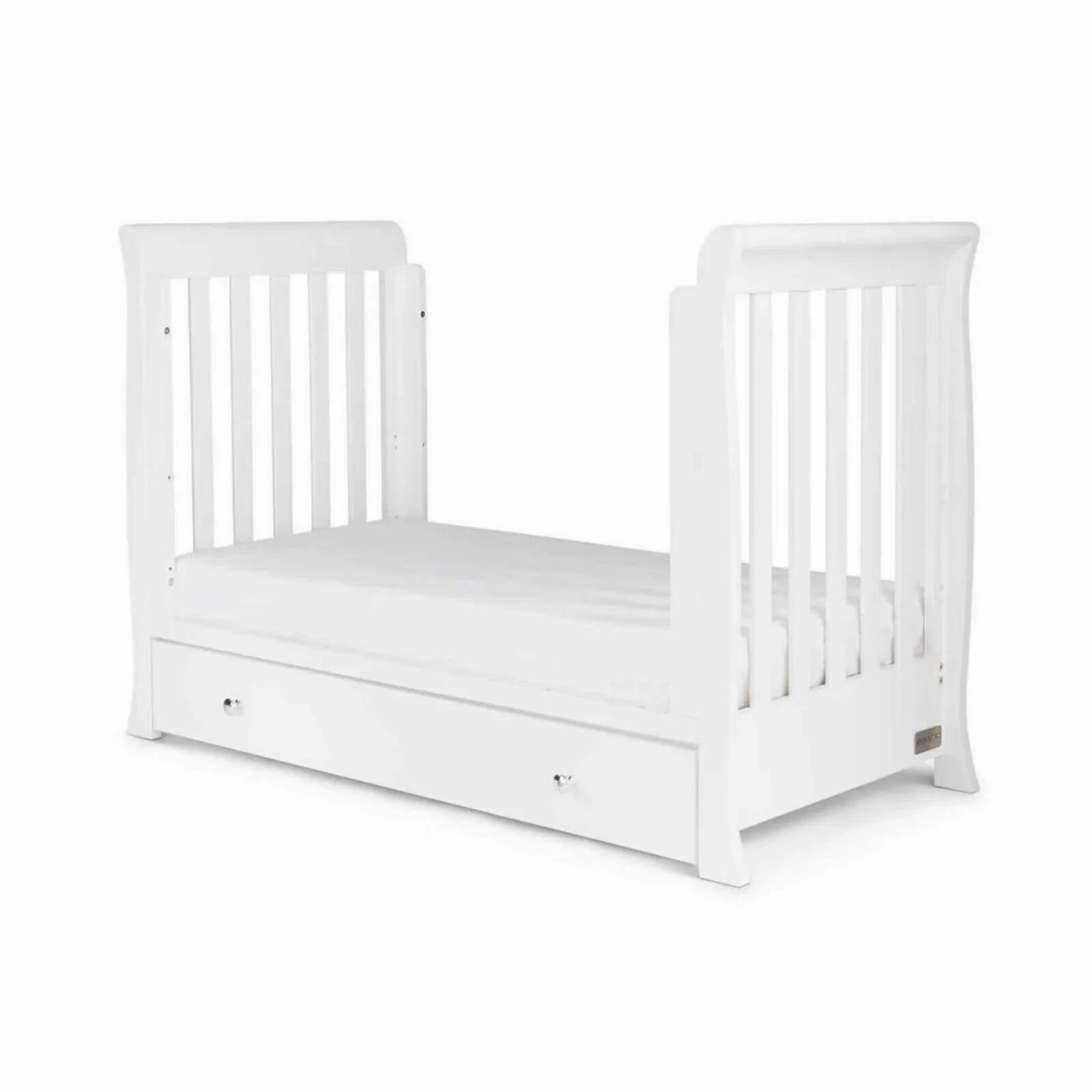 Ickle Bubba Snowdon Mini Cot Bed White - Premium Pocket Sprung Mattress