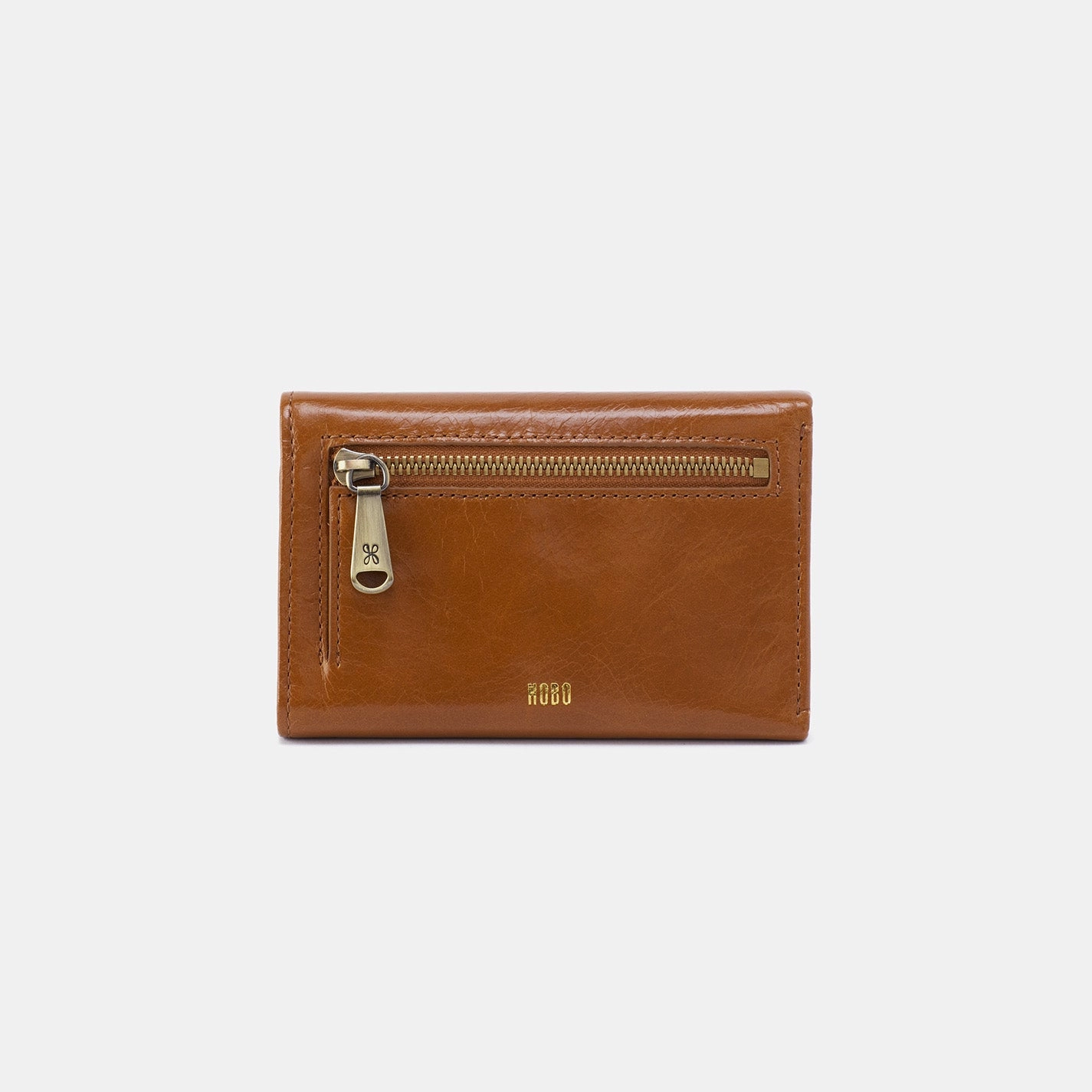 Jill Trifold Wallet in Polished Leather - Truffle