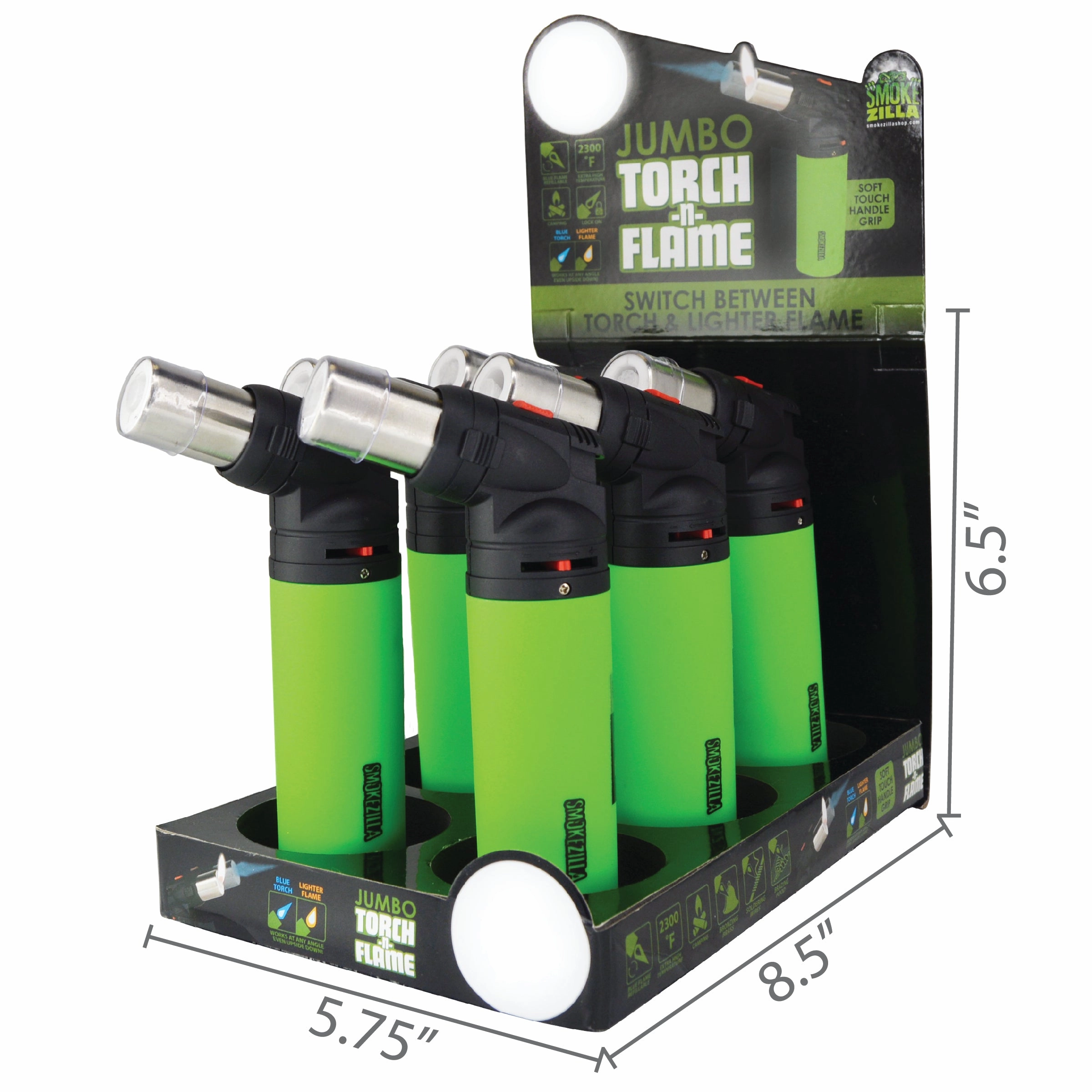 Jumbo Dual Flame N Torch Lighter - 6 Pieces Per Retail Ready Display 25619