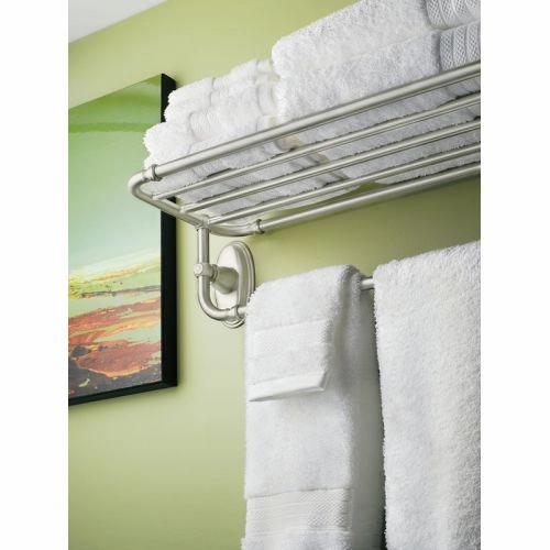 Kingsley 10-1/25 in. L x 6-4/9 in. H x 26-4/5 in. W Stainless Steel Hotel-Style Bathroom Shelf in Br