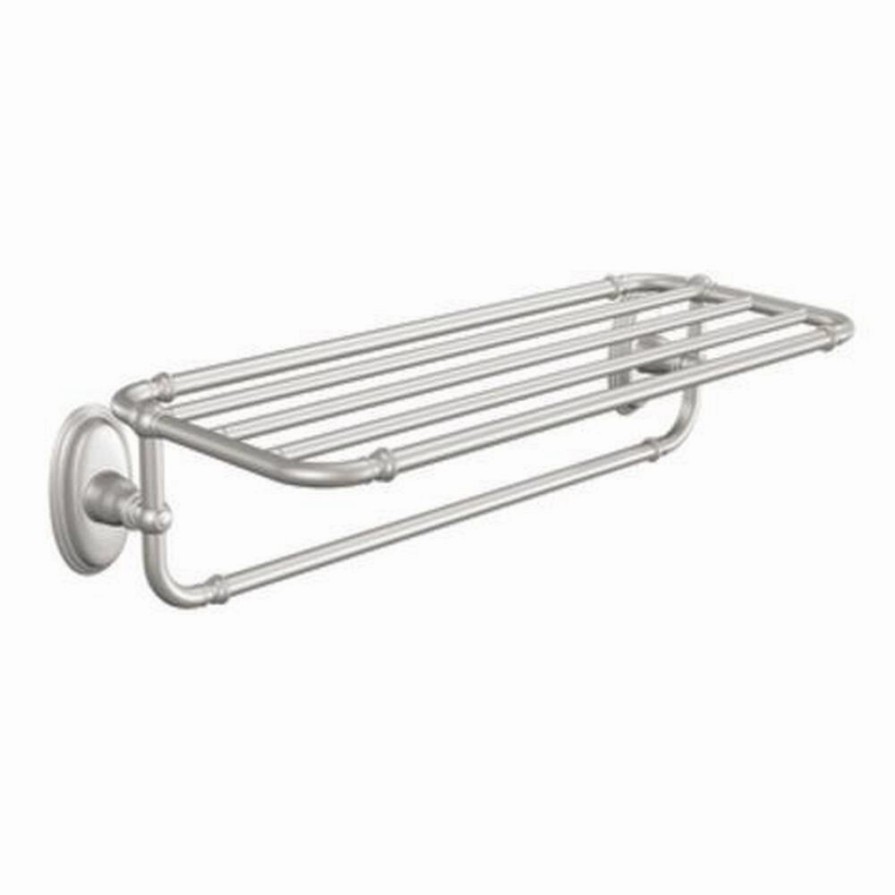 Kingsley 10-1/25 in. L x 6-4/9 in. H x 26-4/5 in. W Stainless Steel Hotel-Style Bathroom Shelf in Br
