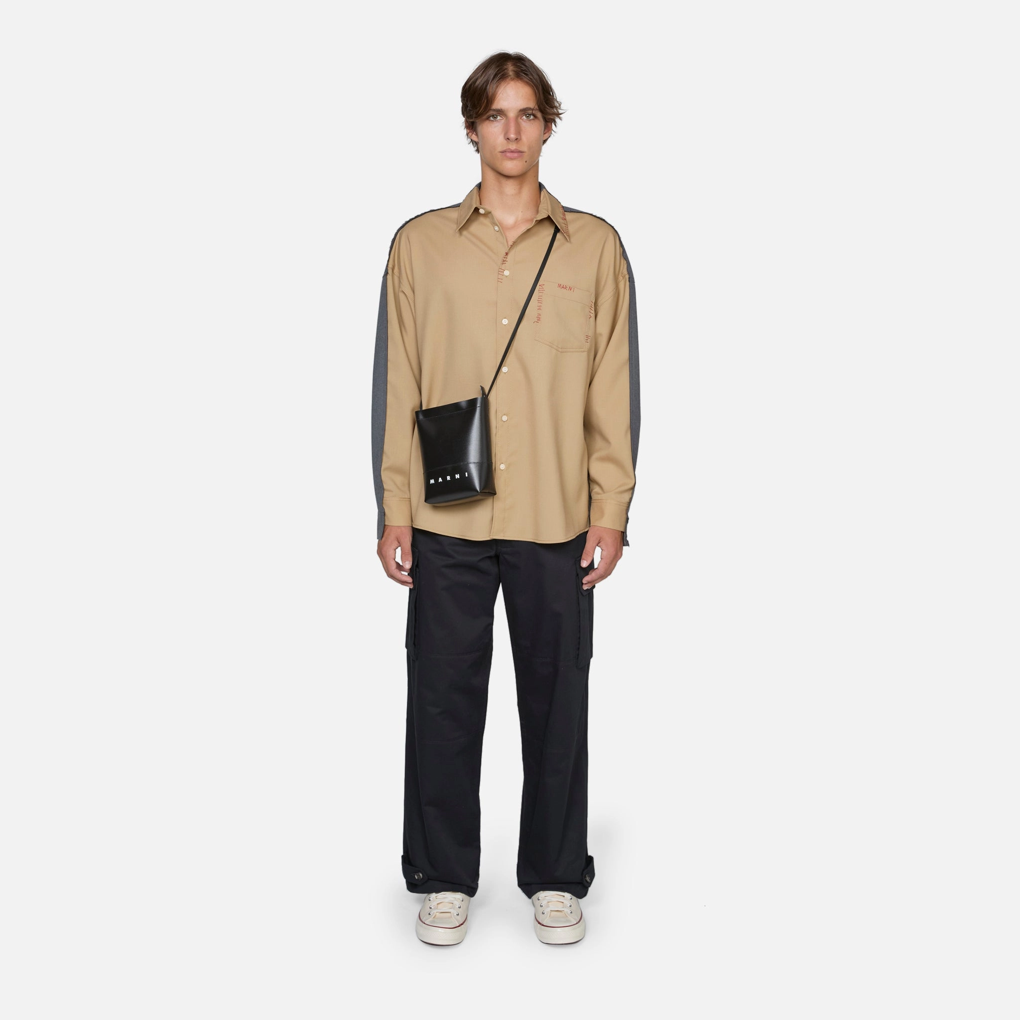 Logo-Printed Shoulder Bag Black