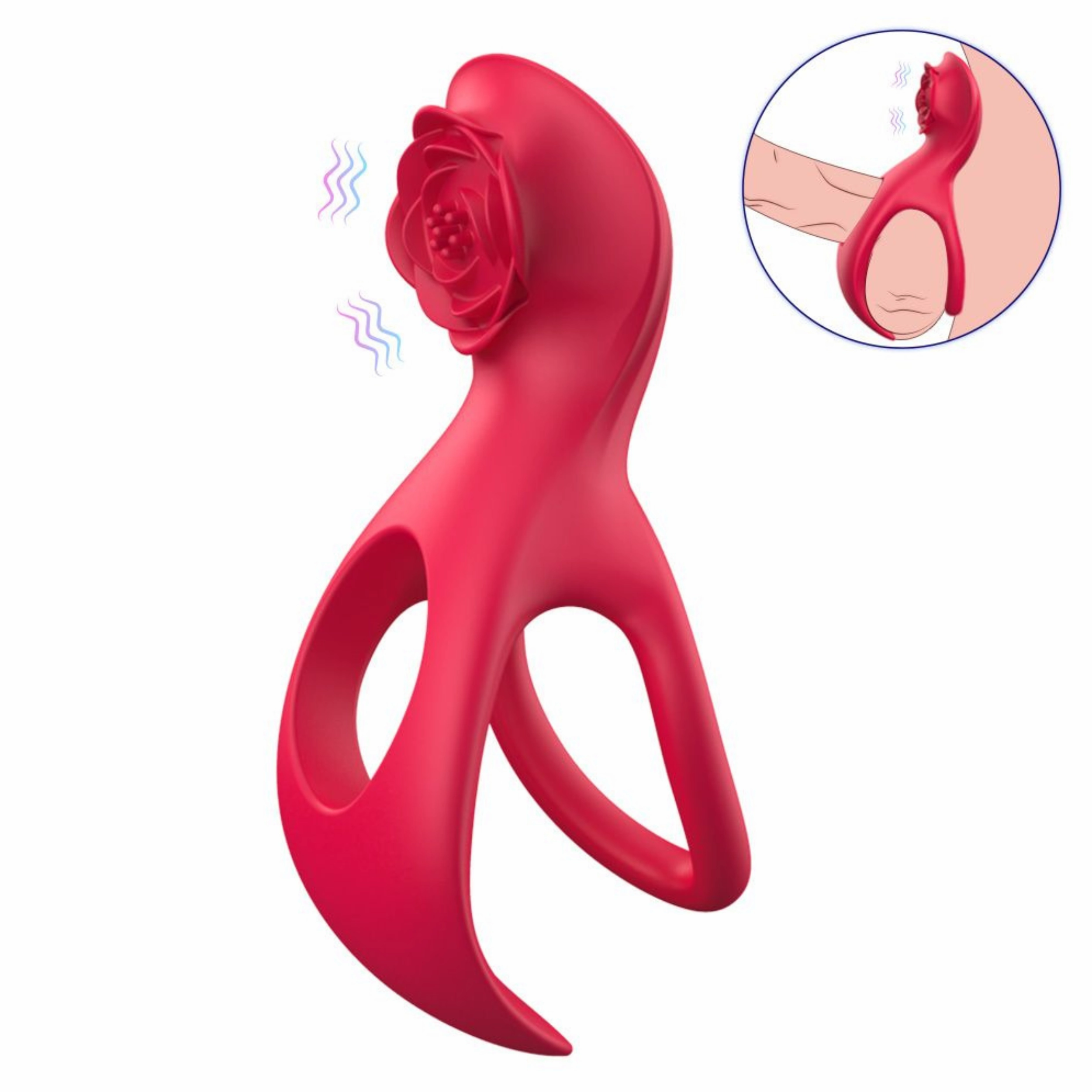 Lover's Rose Dual Cock-ring - Strong Vibrations in 2 Motors!