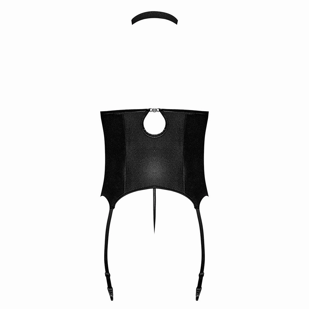 Lust Fetish Mistress Cupless Wet Look Garter Bustier - Curvy