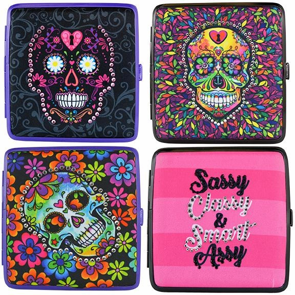 Metal Cigarette Case with Rhinestone Design - 8 Pieces Per Retail Ready Display 23890