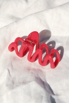 Natalia Squiggle Hair Clip - Hot Pink