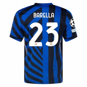 Nike Inter Milan Nicolò Barella Home Jersey w/ Champions League   Scudetto Patch 24/25 (Lyon Blue/Black)