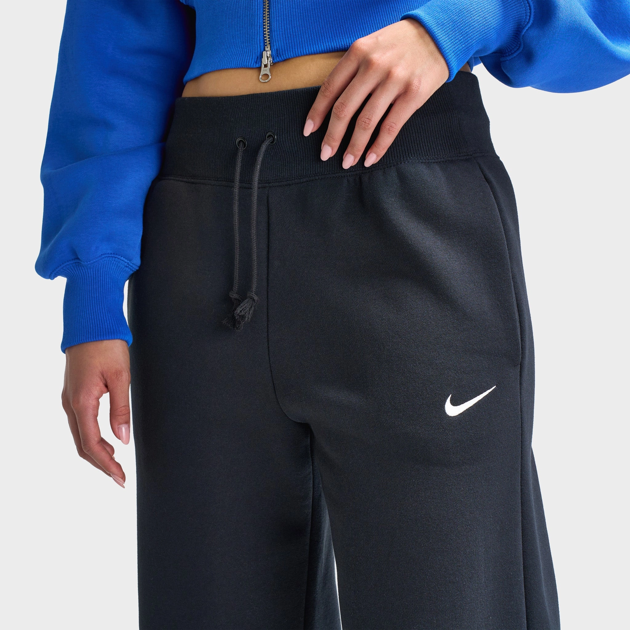 Nike Sportswear Women's Phoenix Fleece High-Waisted Wide-Leg Tracksuit Bottoms Black / Sail