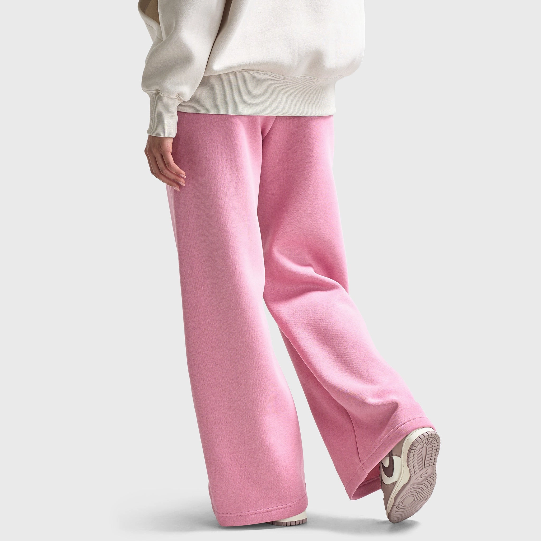 Nike Sportswear Women's Phoenix Fleece High Waisted Wide Leg Tracksuit Bottoms Elemental Pink / Sail