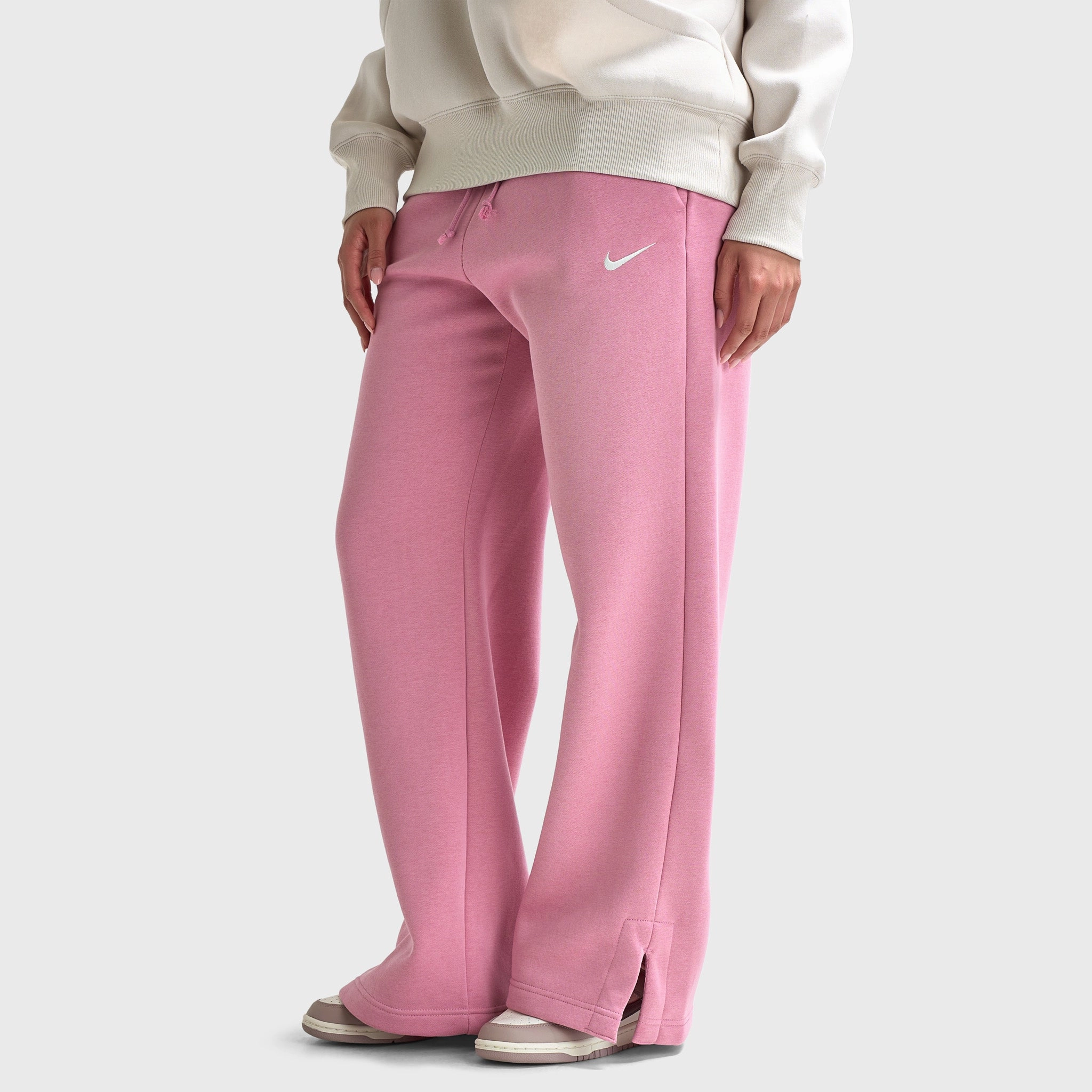 Nike Sportswear Women's Phoenix Fleece High Waisted Wide Leg Tracksuit Bottoms Elemental Pink / Sail