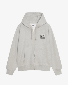 NIKE X STUSSY FW23 FULL ZIP GREY FLEECE HOODIE