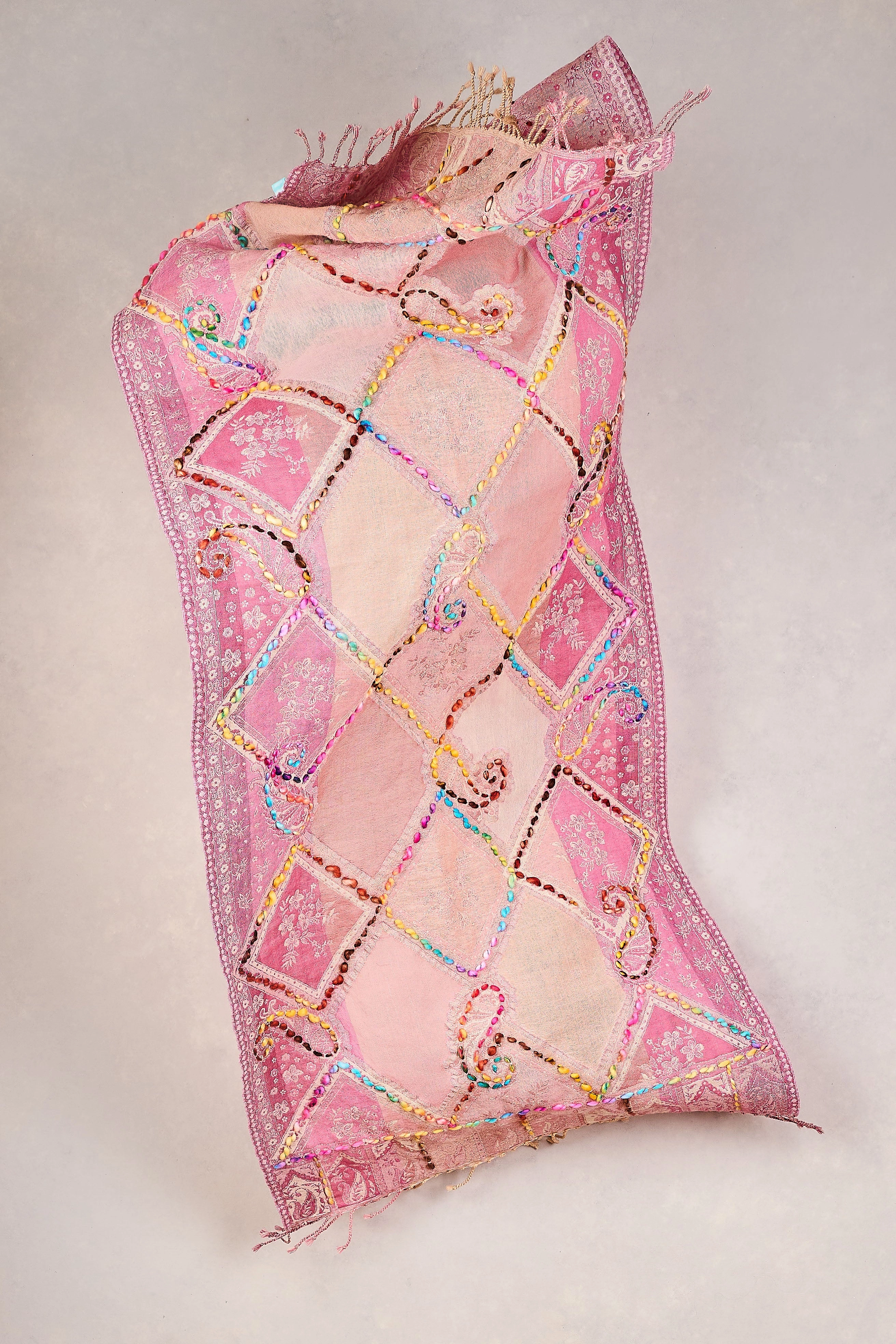 Paisley Embellished Blanket Scarf - Multicolour