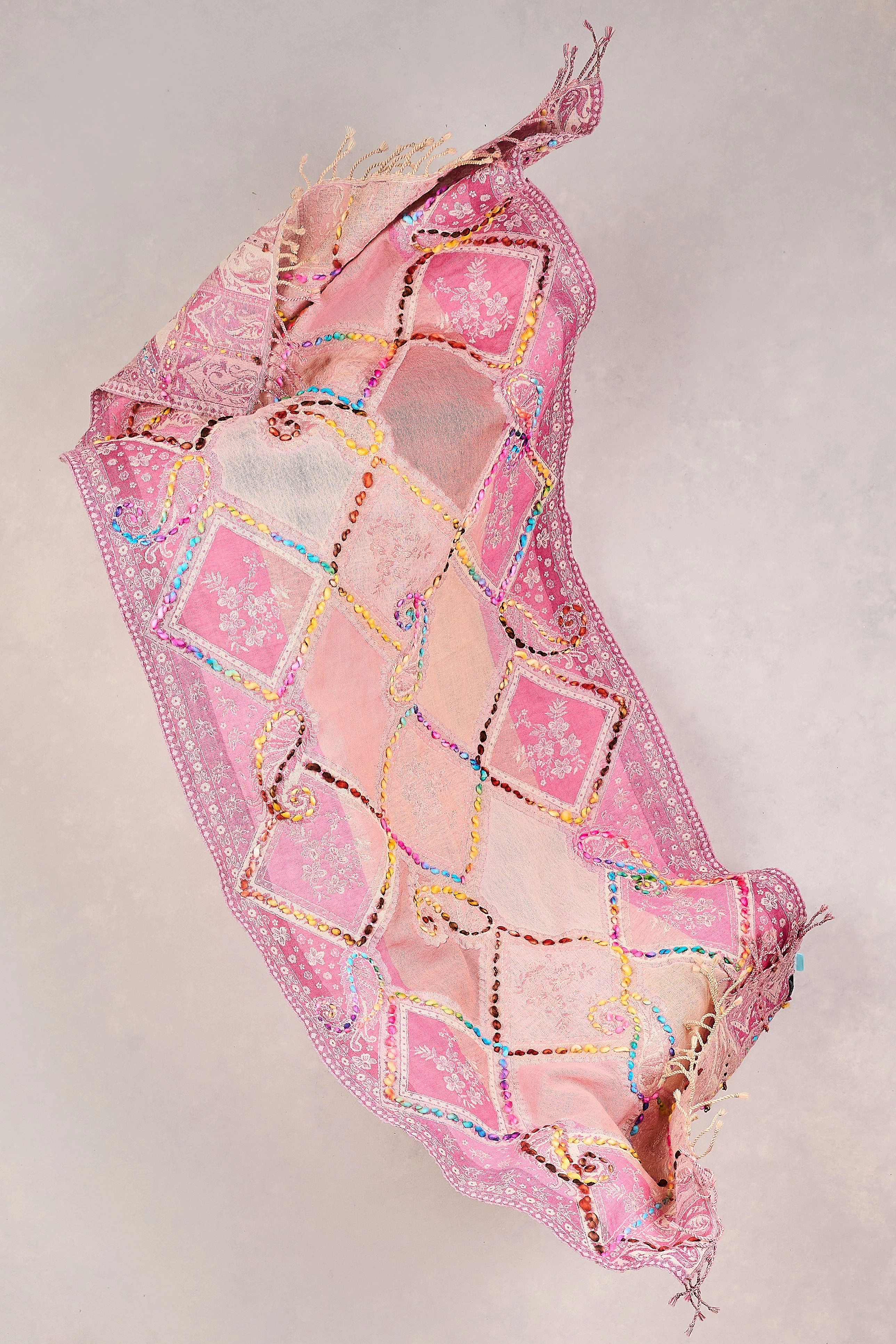 Paisley Embellished Blanket Scarf - Multicolour