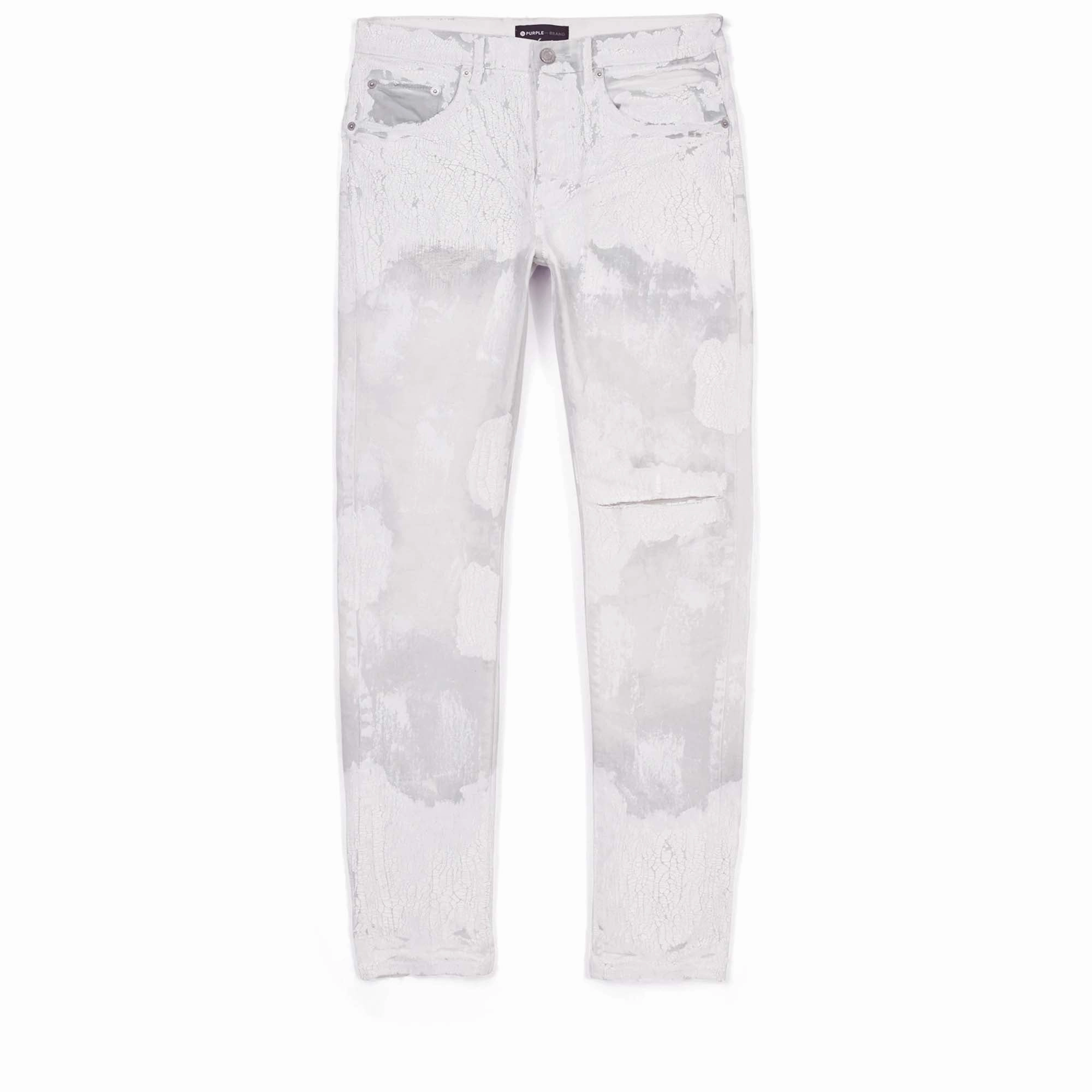 Purple Brand Low Rise Skinny Jean - Faded Ecru Crackle