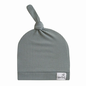 Rib Knit Top Knot Hat - 6-18M