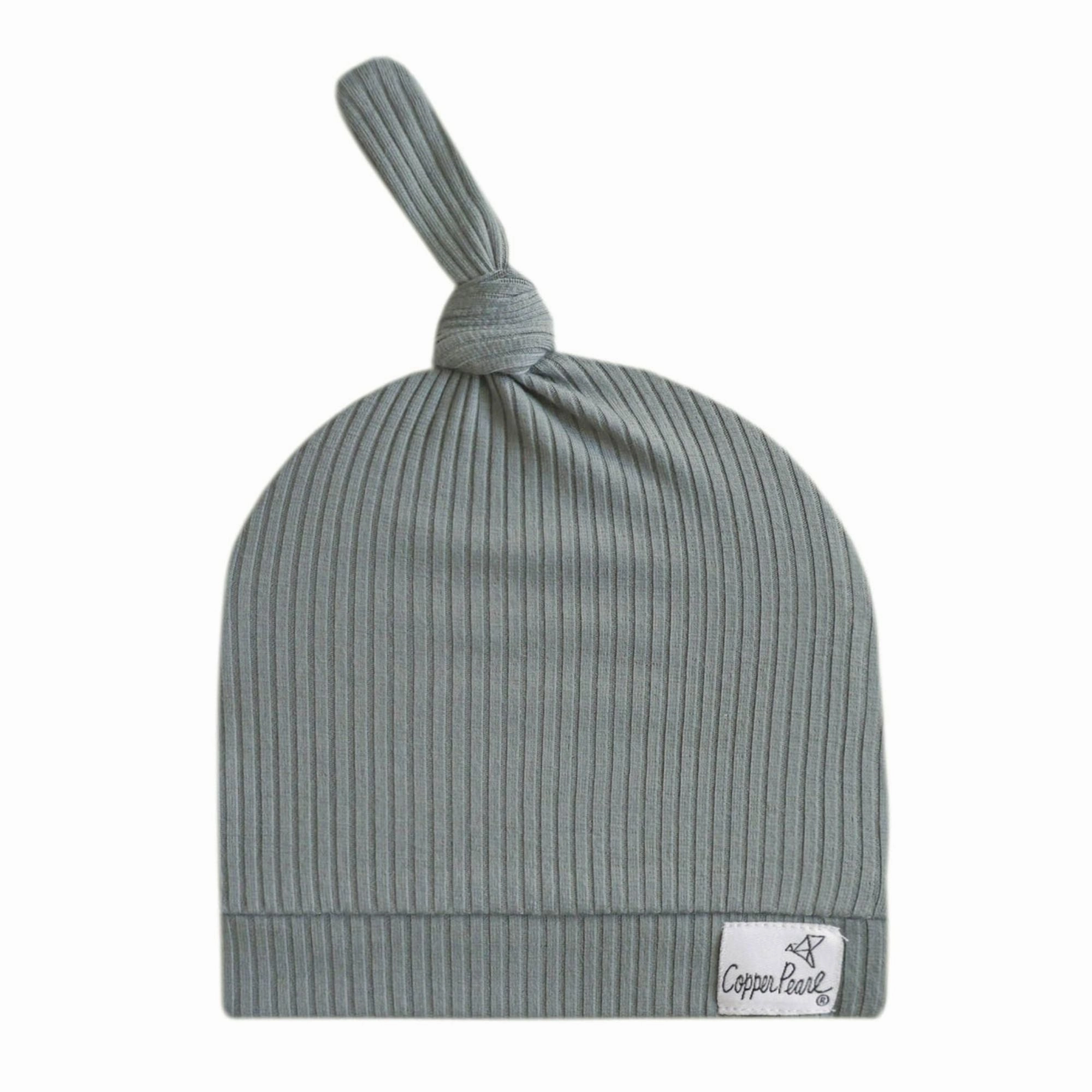 Rib Knit Top Knot Hat - 6-18M