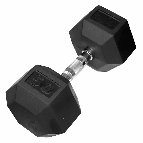 Rubber Hex Dumbbell - 50 lb