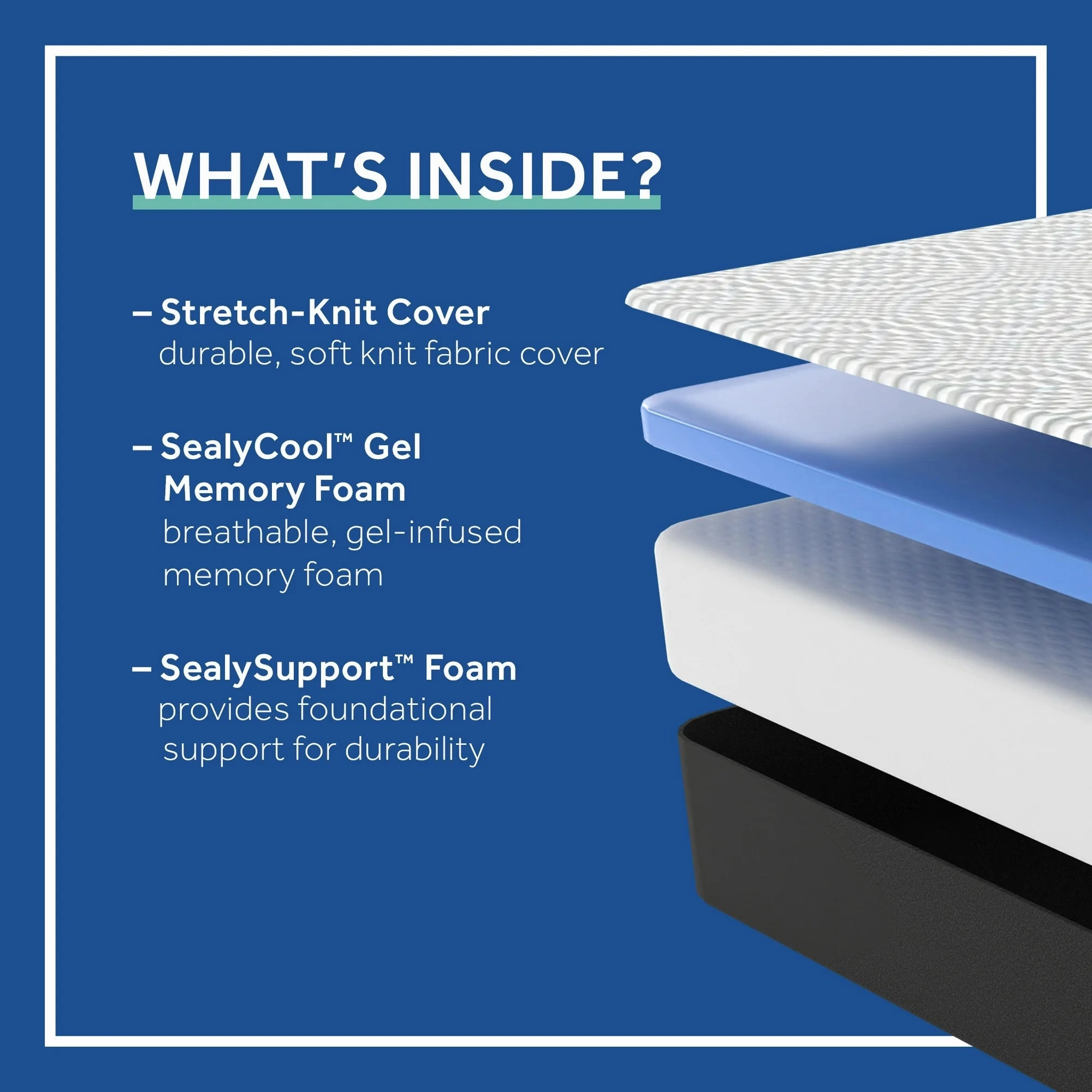 Sealy F03-00154-KG0 Essentials 10" King Gel Memory Foam Mattress-in-a-Box, Adult