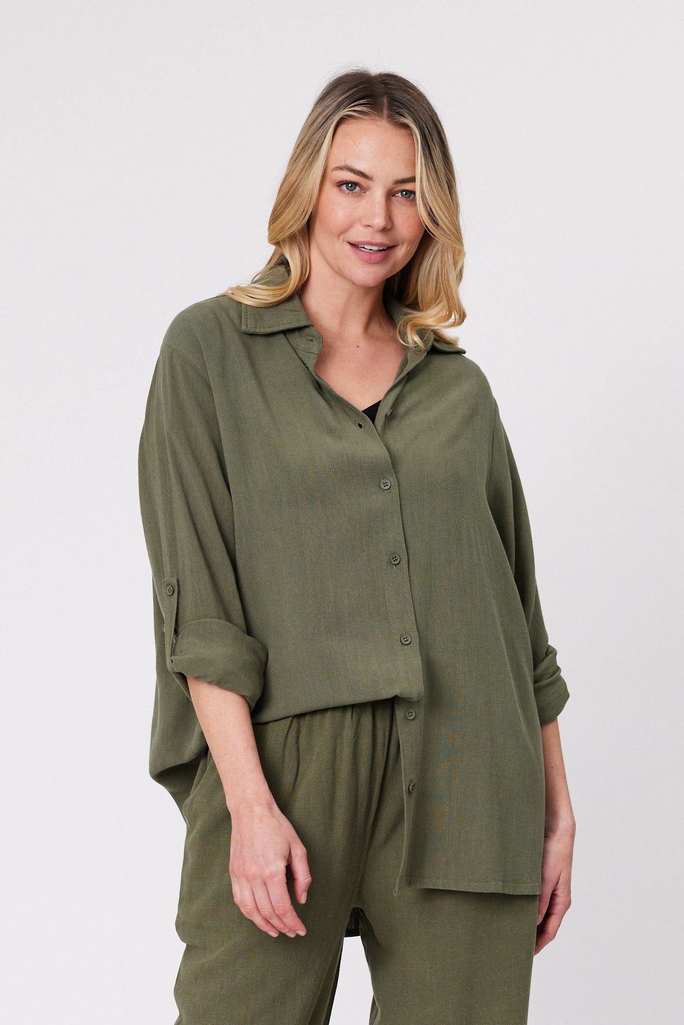Shine On Essentials L/S Shirt Khaki