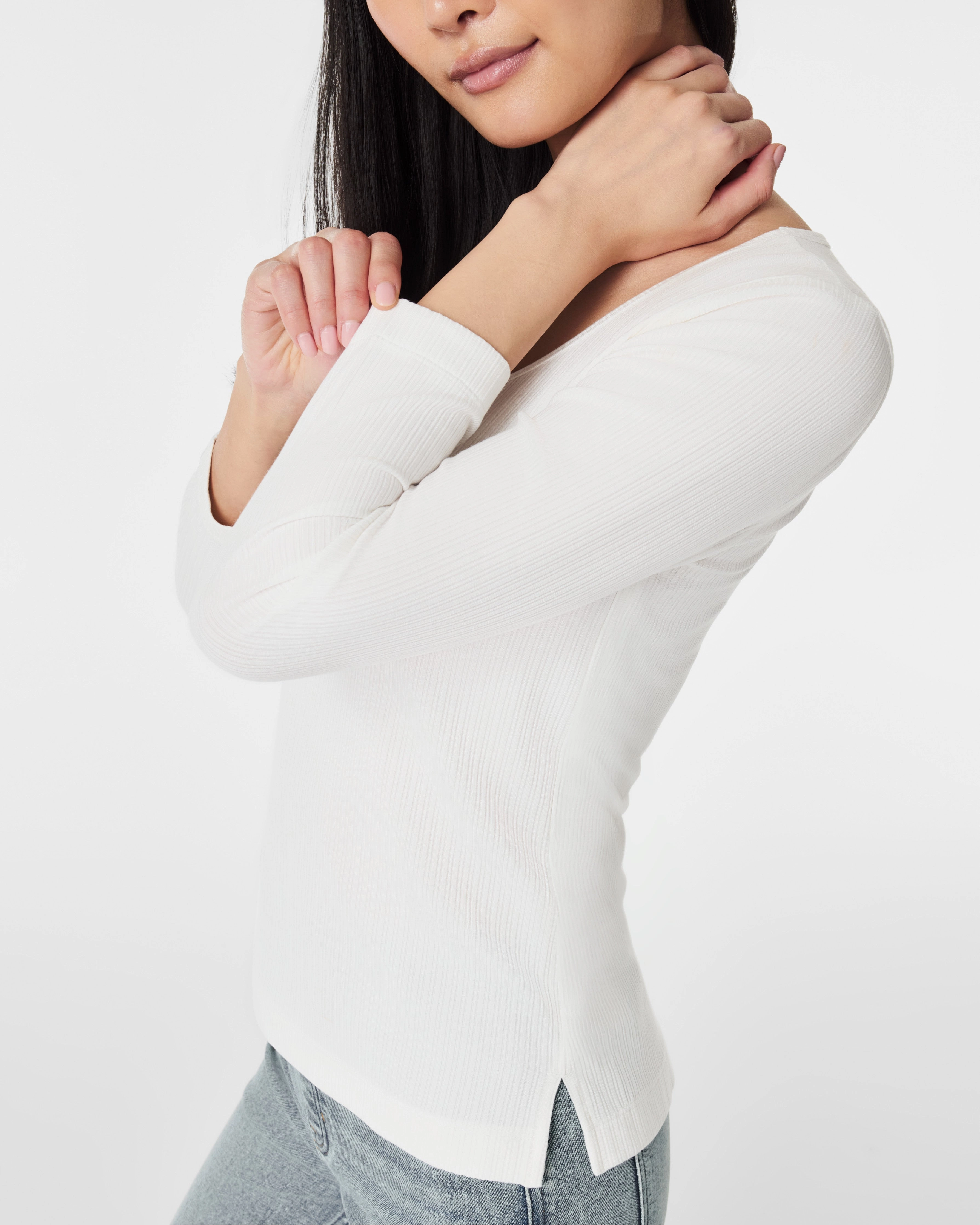 Stretch Rib Long-Sleeve Top